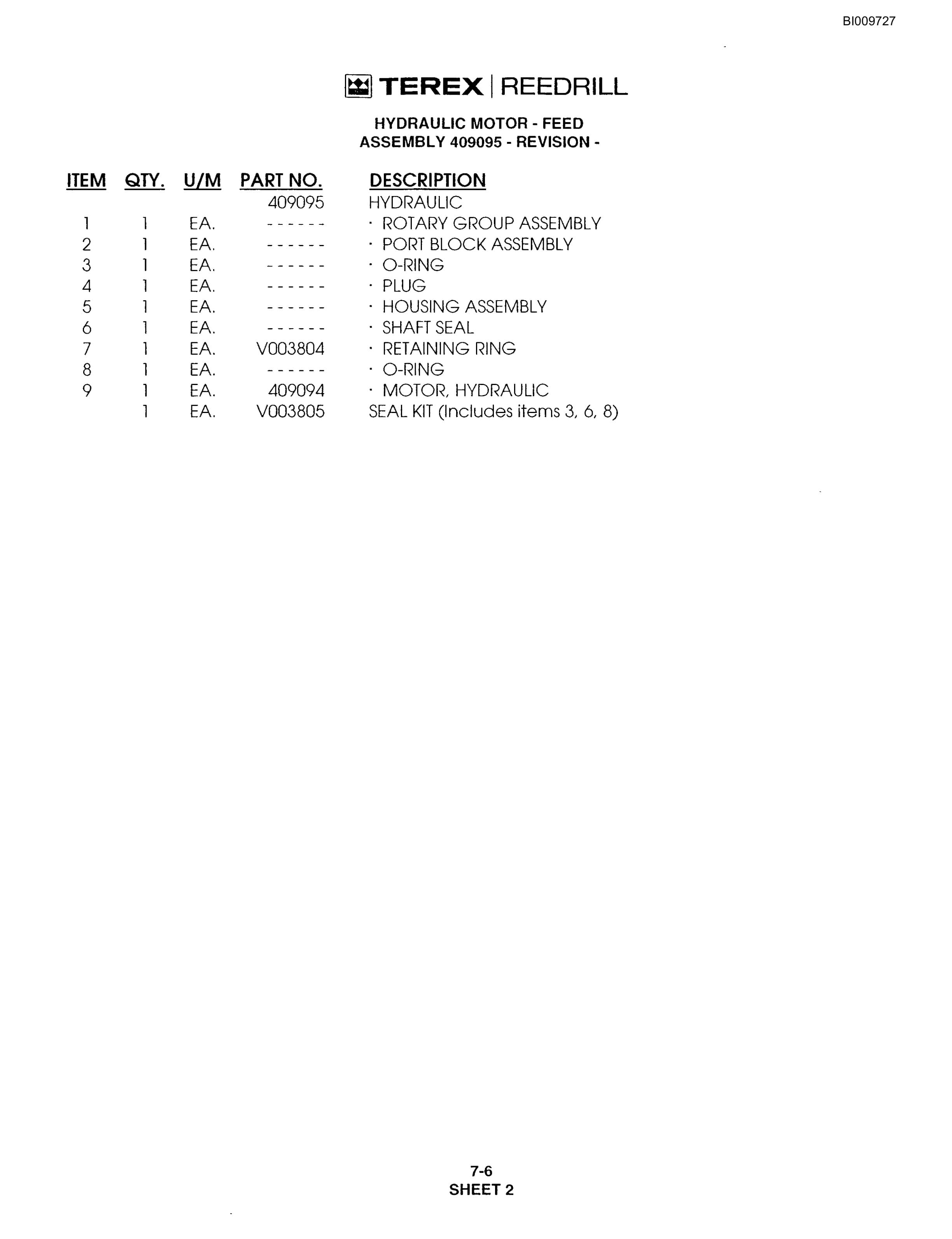 Bucyrus R20T Track Drill Parts Catalog BI009727-4