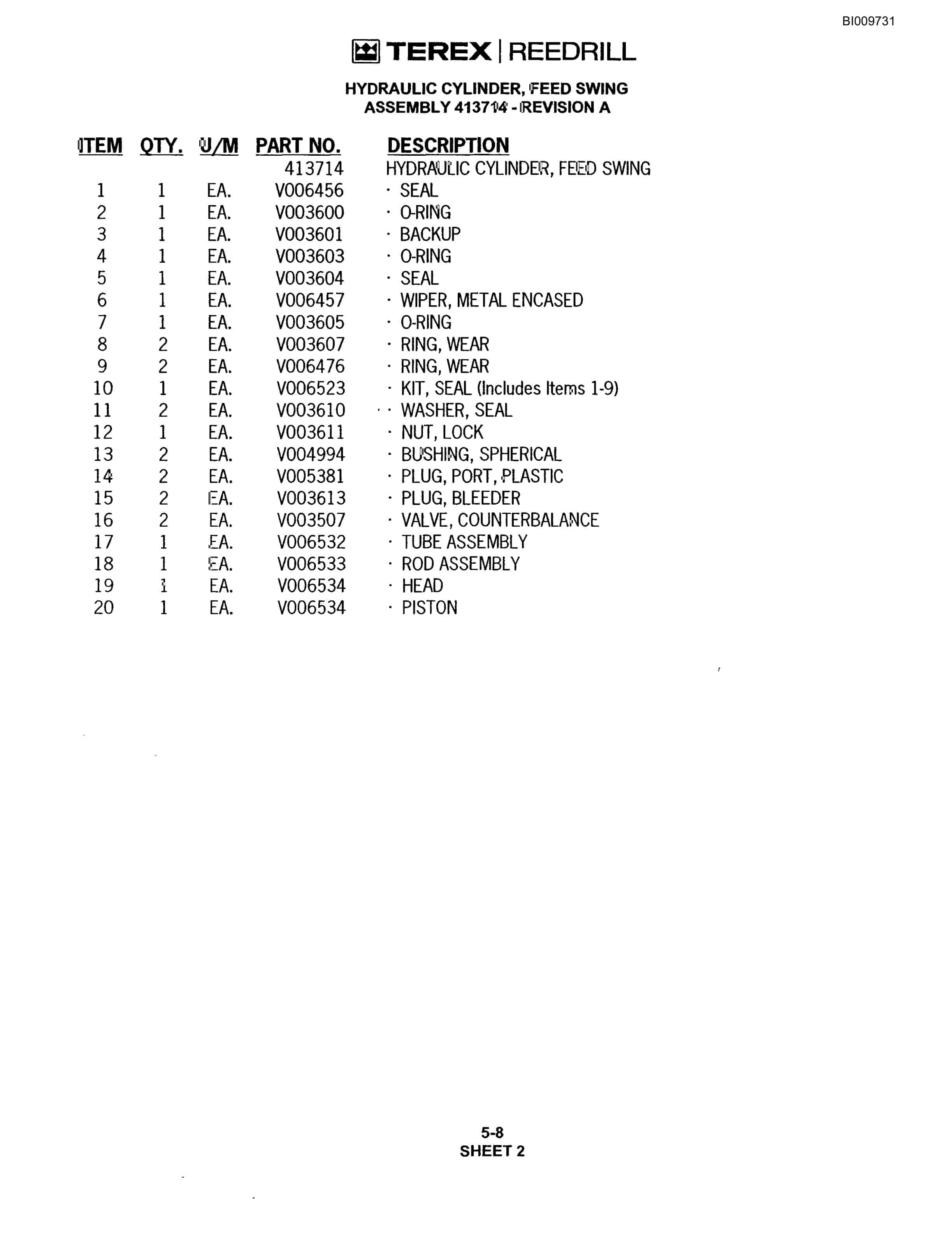 Bucyrus R20T Track Drill Parts Catalog BI009731-3