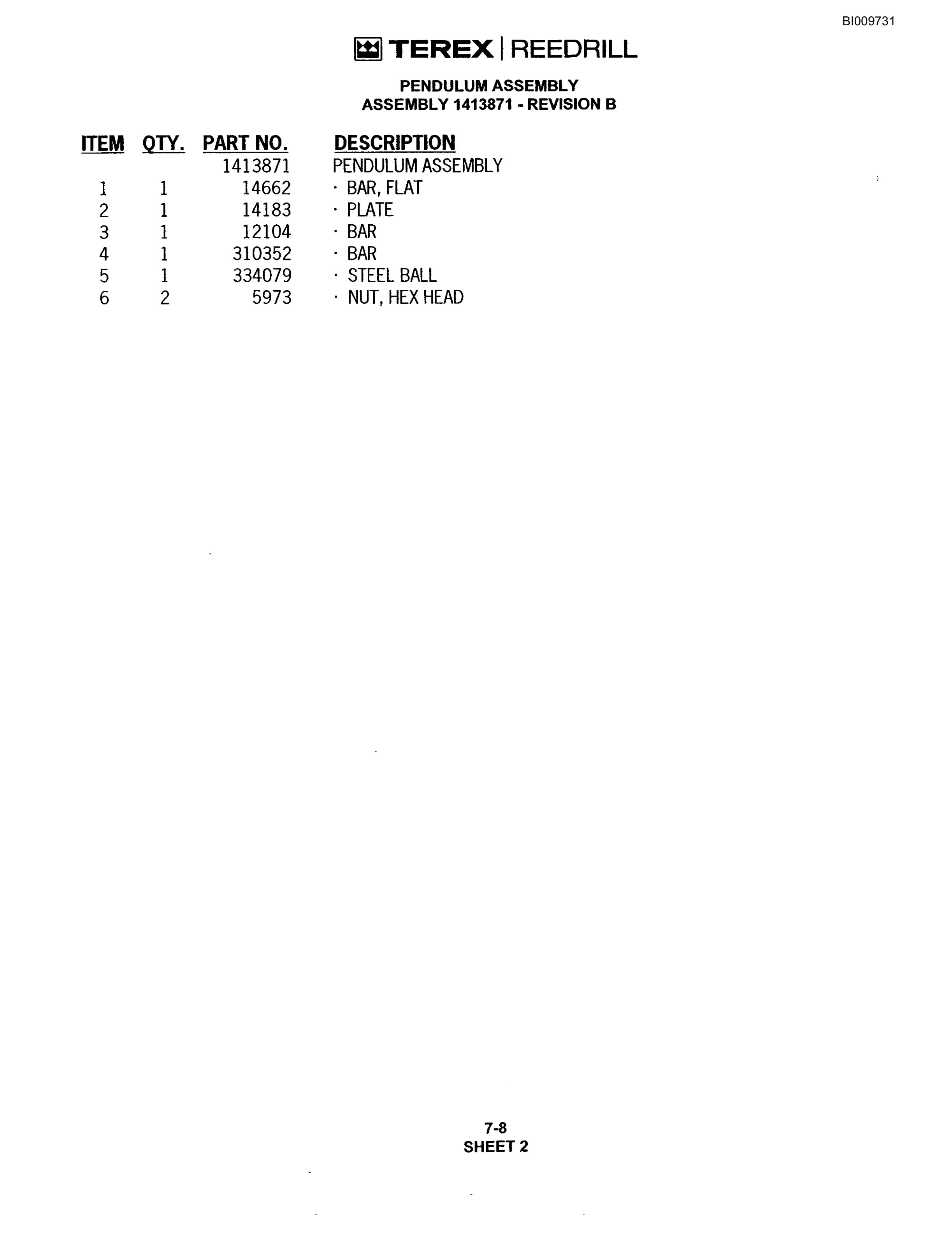 Bucyrus R20T Track Drill Parts Catalog BI009731-4