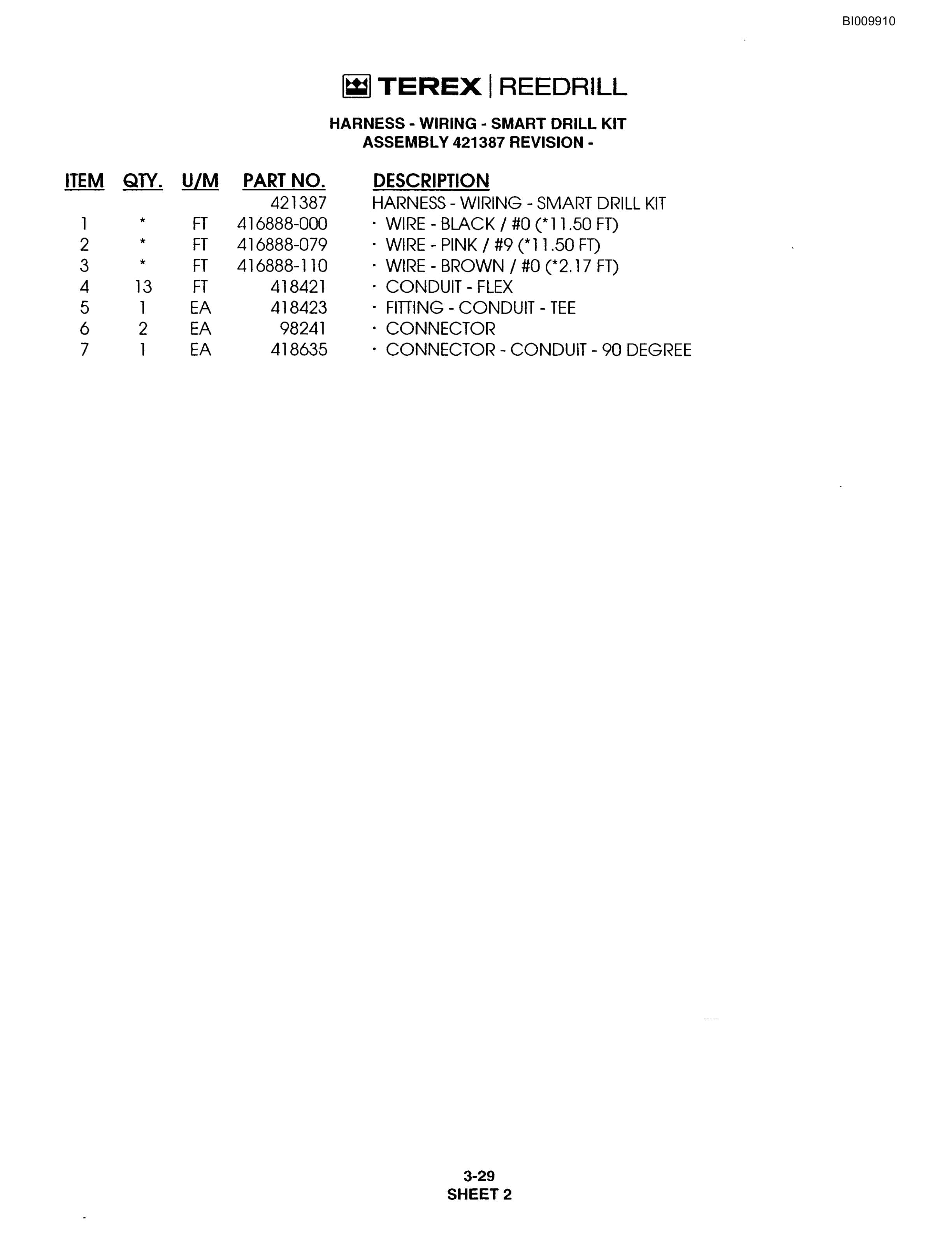 Bucyrus R20T Track Drill Parts Catalog BI009910-2