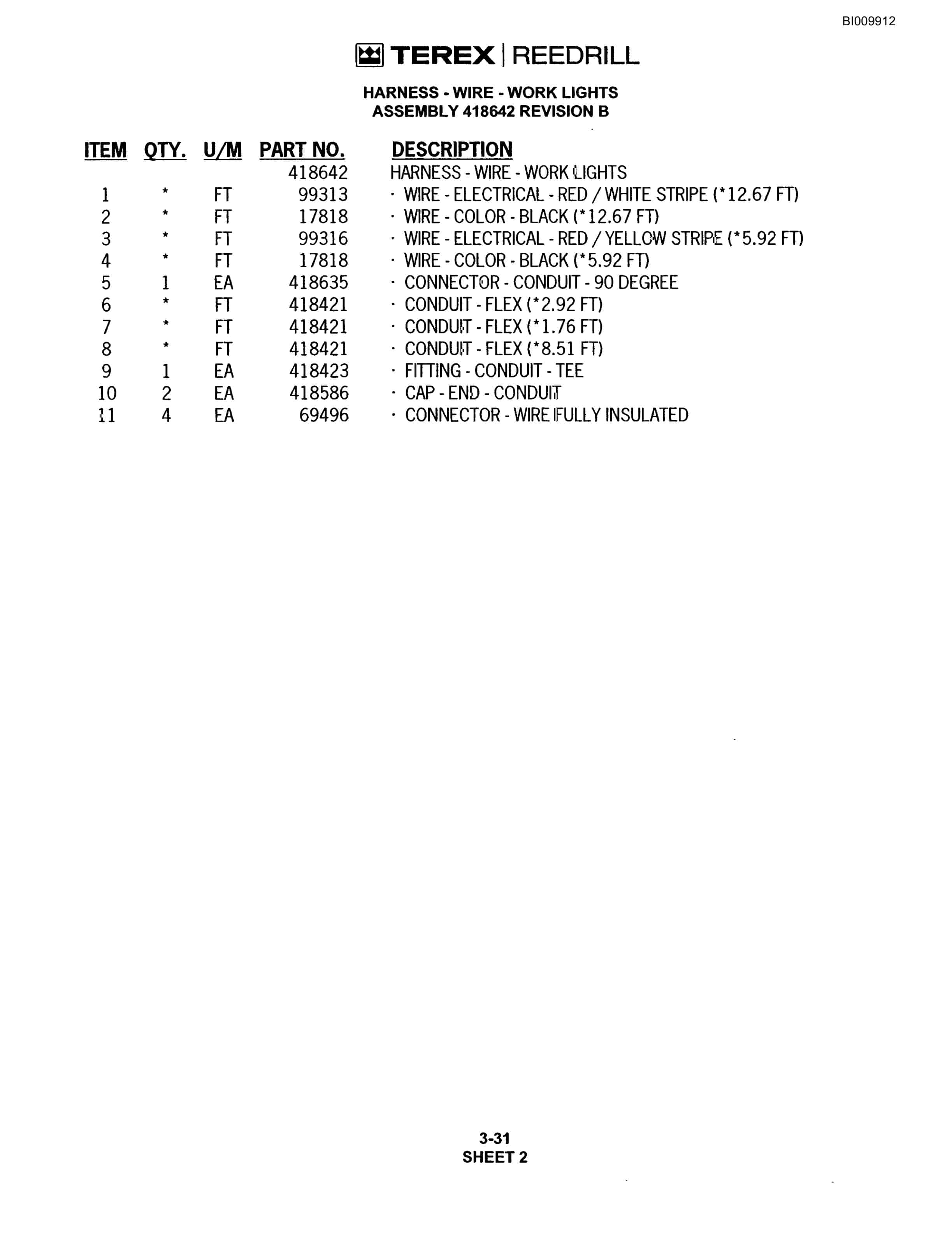Bucyrus R20T Track Drill Parts Catalog BI009912-2