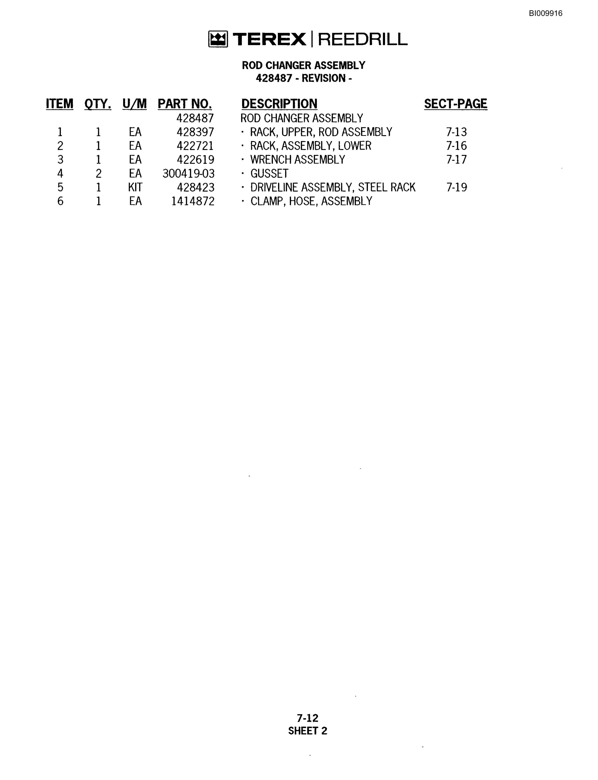 Bucyrus R20T Track Drill Parts Catalog BI009916-4