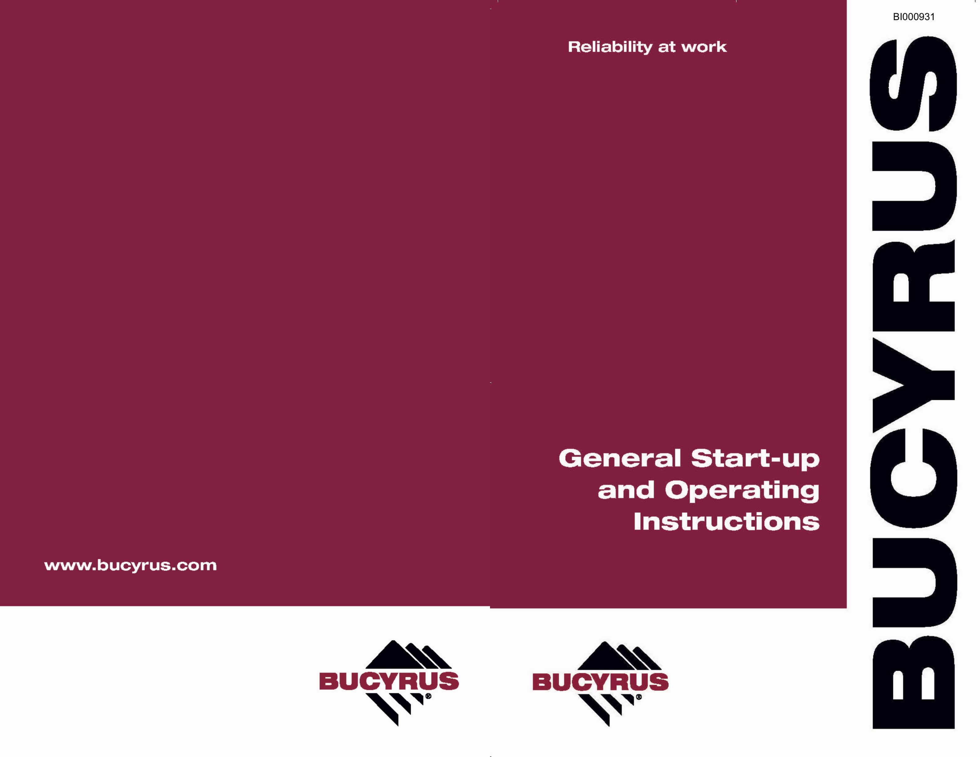 Bucyrus RB1-85L Roof Bolter General Start-up And Operating Instructions BI000931