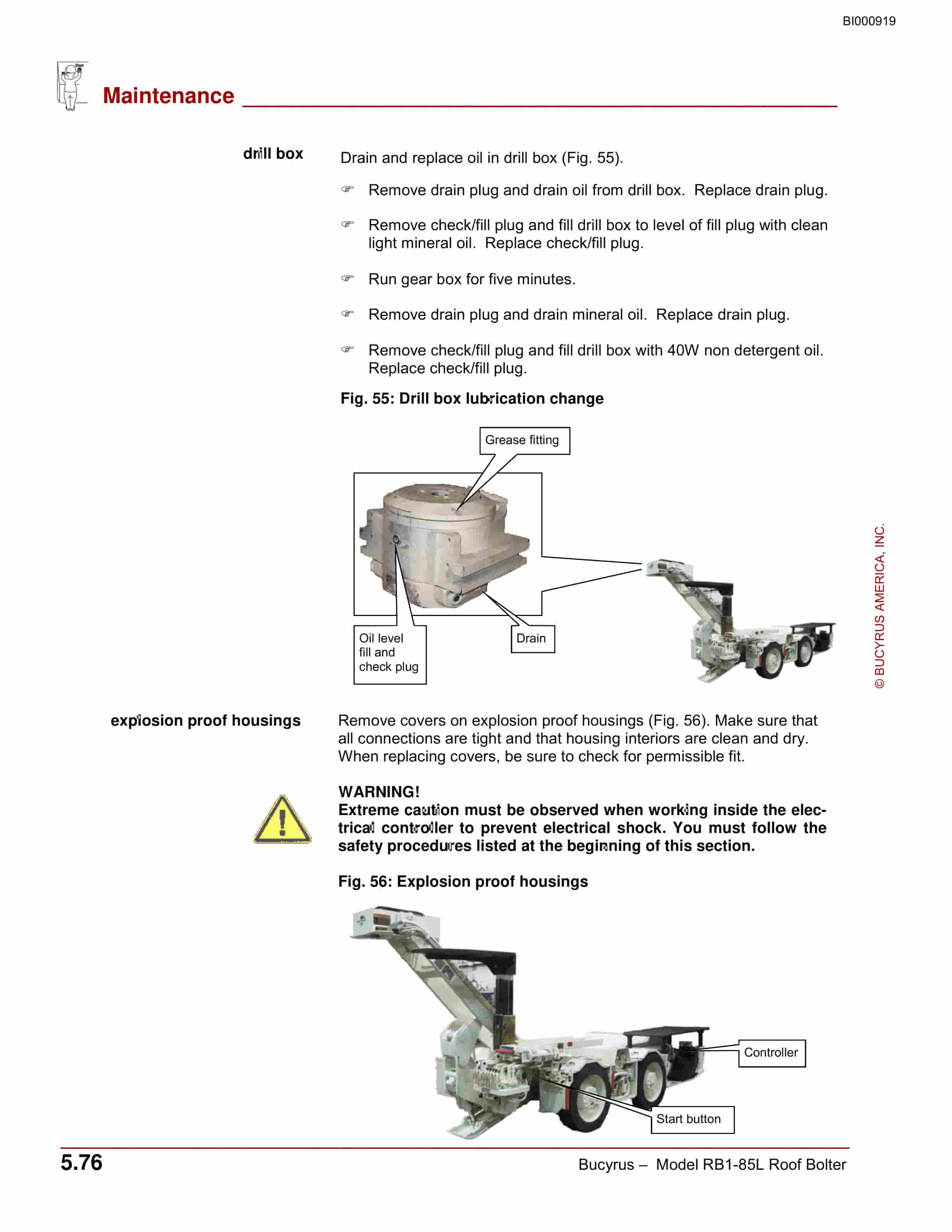 Bucyrus RB1-85L Roof Bolter Operation Manual BI000919-3