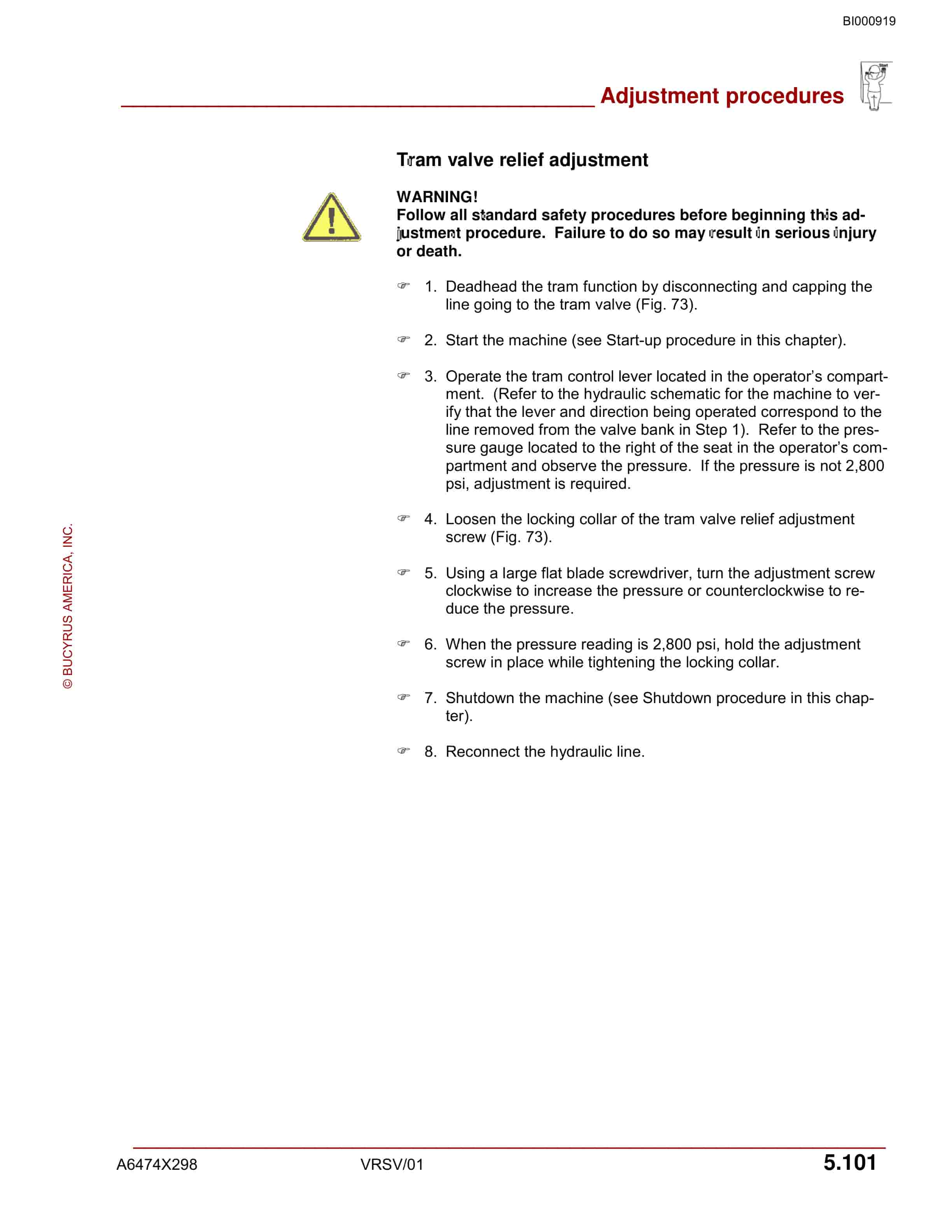 Bucyrus RB1-85L Roof Bolter Operation Manual BI000919-5