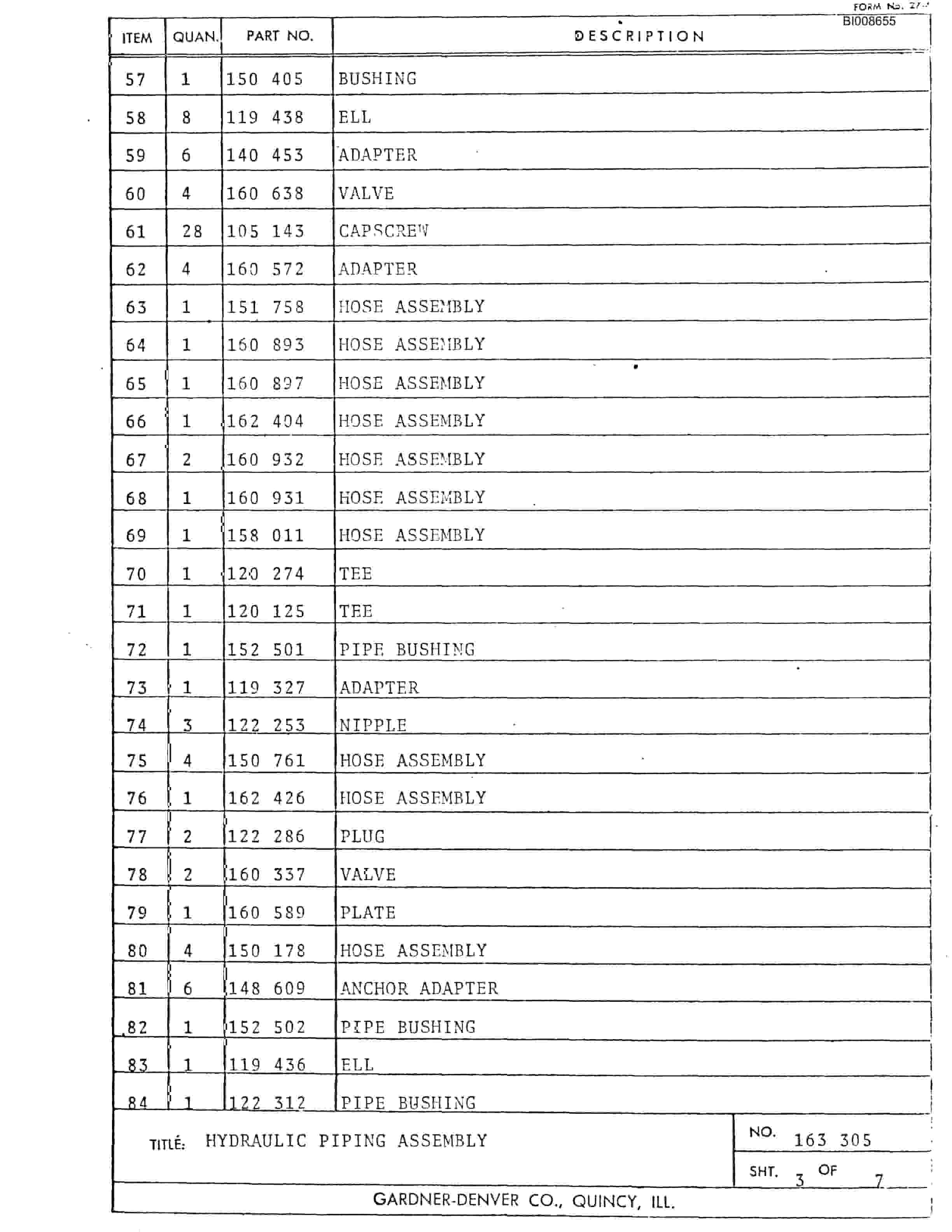 Bucyrus RDC-11B Parts Catalog BI008655-2