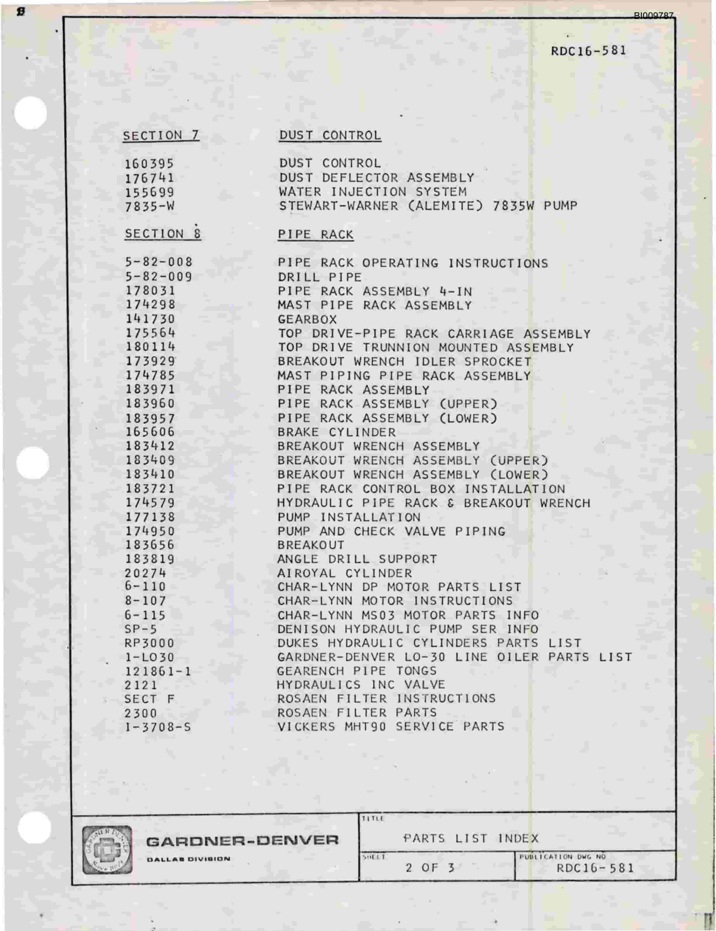 Bucyrus RDC-16-545 Parts Catalog BI009787-4