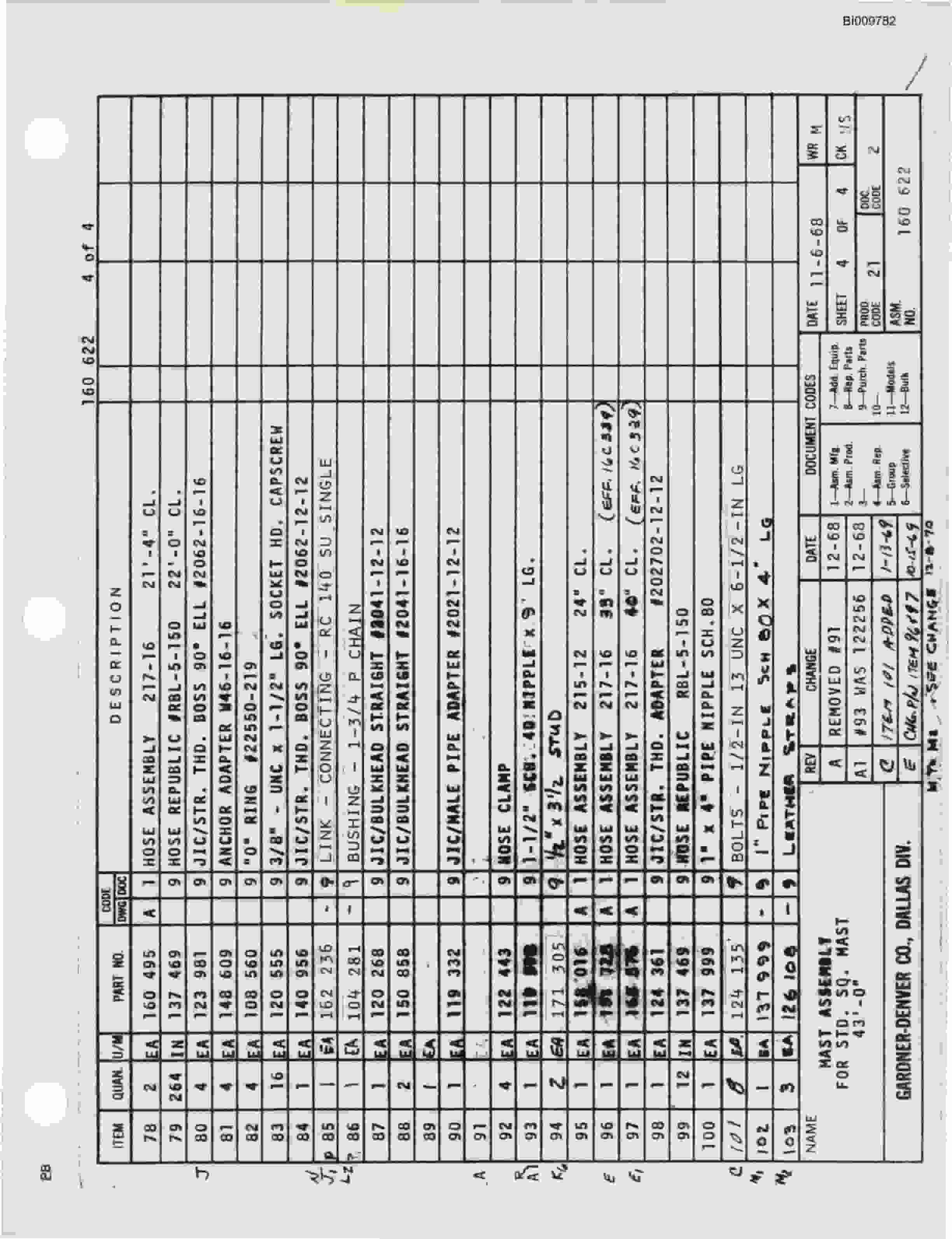 Bucyrus RDC-16-667 Parts Catalog BI009782-4