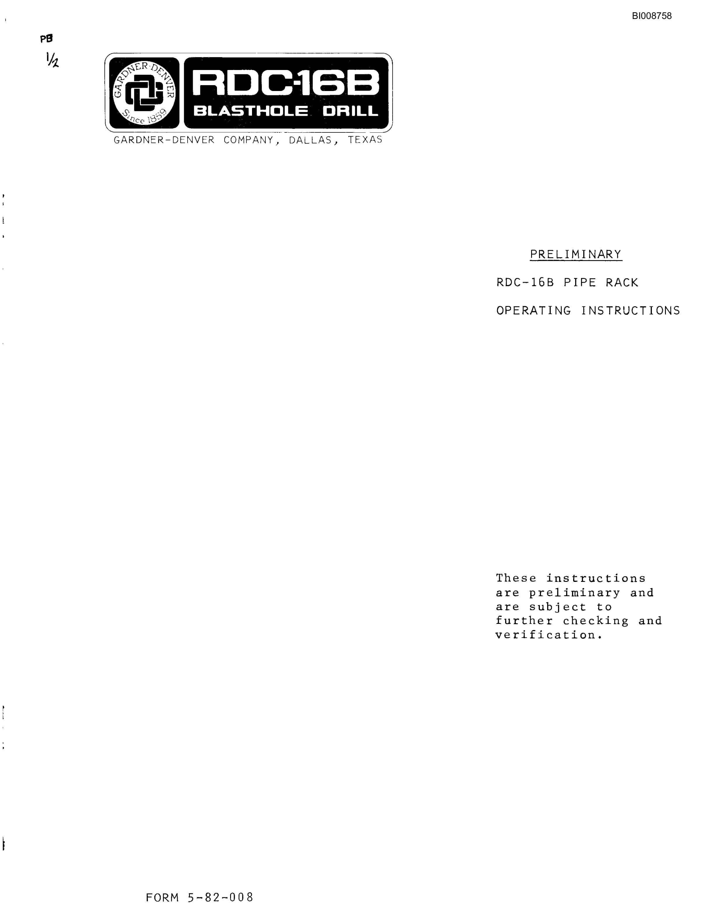 Bucyrus RDC-16-688 Parts Catalog BI008758-2
