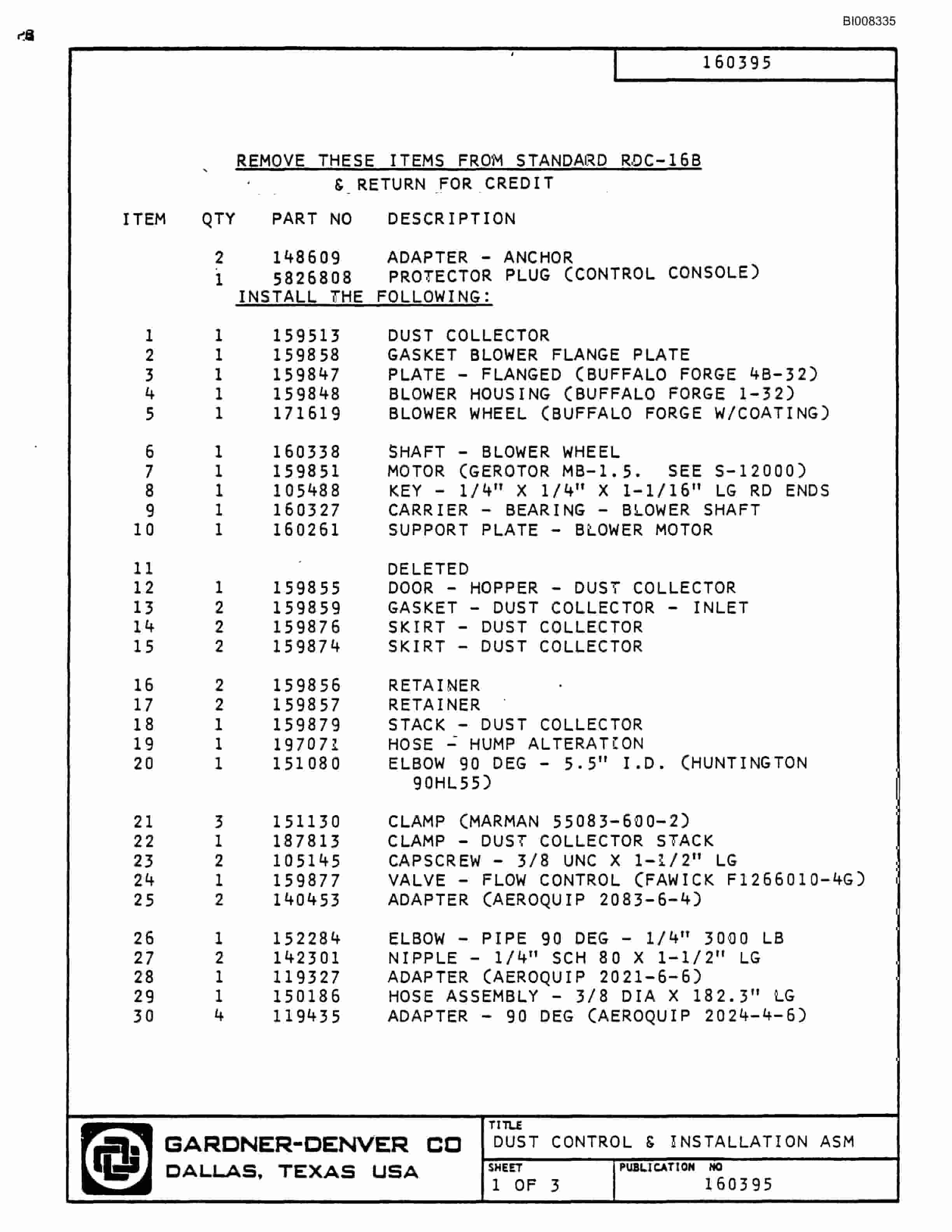 Bucyrus RDC-16 Blasthole Drill Parts Catalog BI008335-4