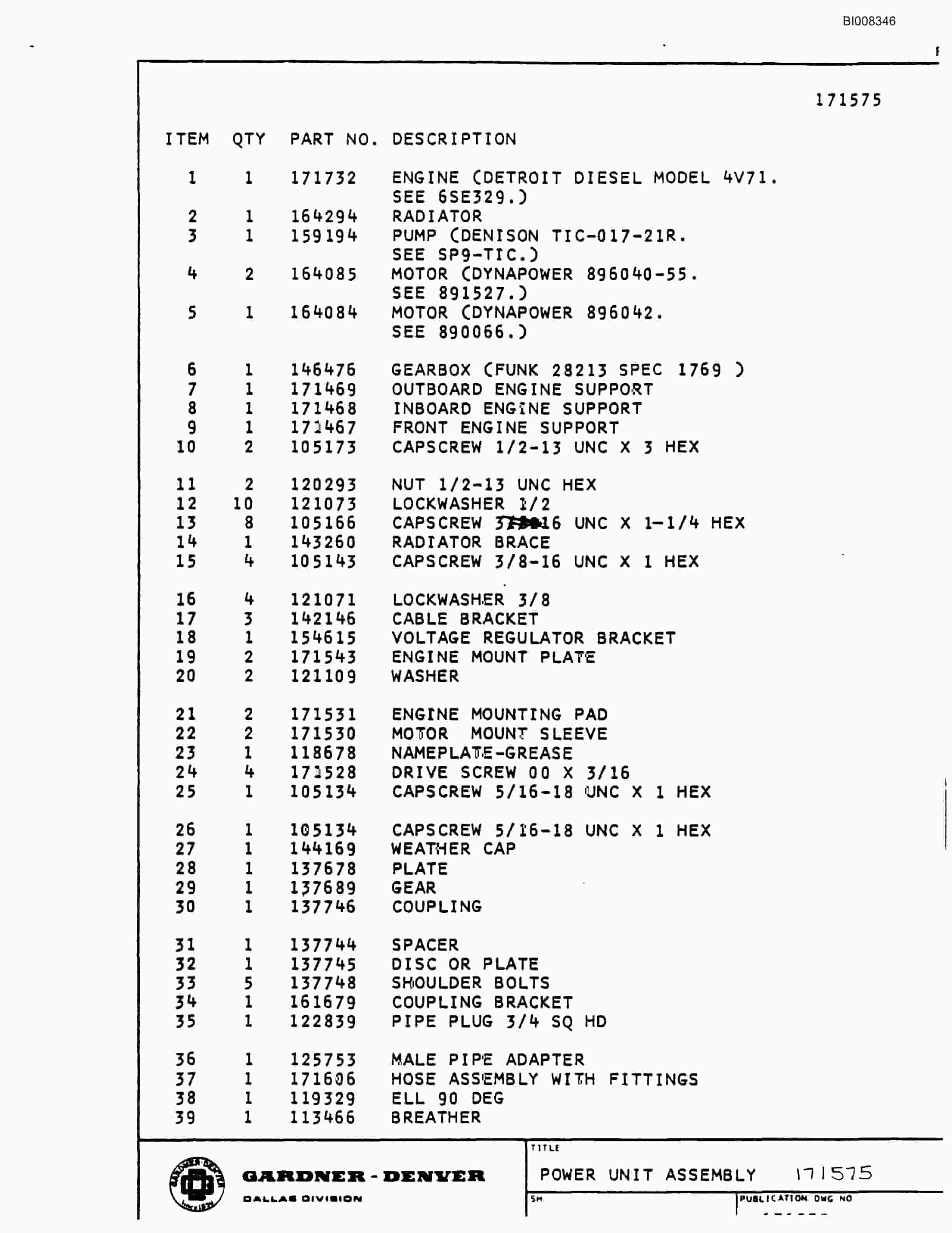 Bucyrus RDC-16 Blasthole Drill Parts Catalog BI008346-2
