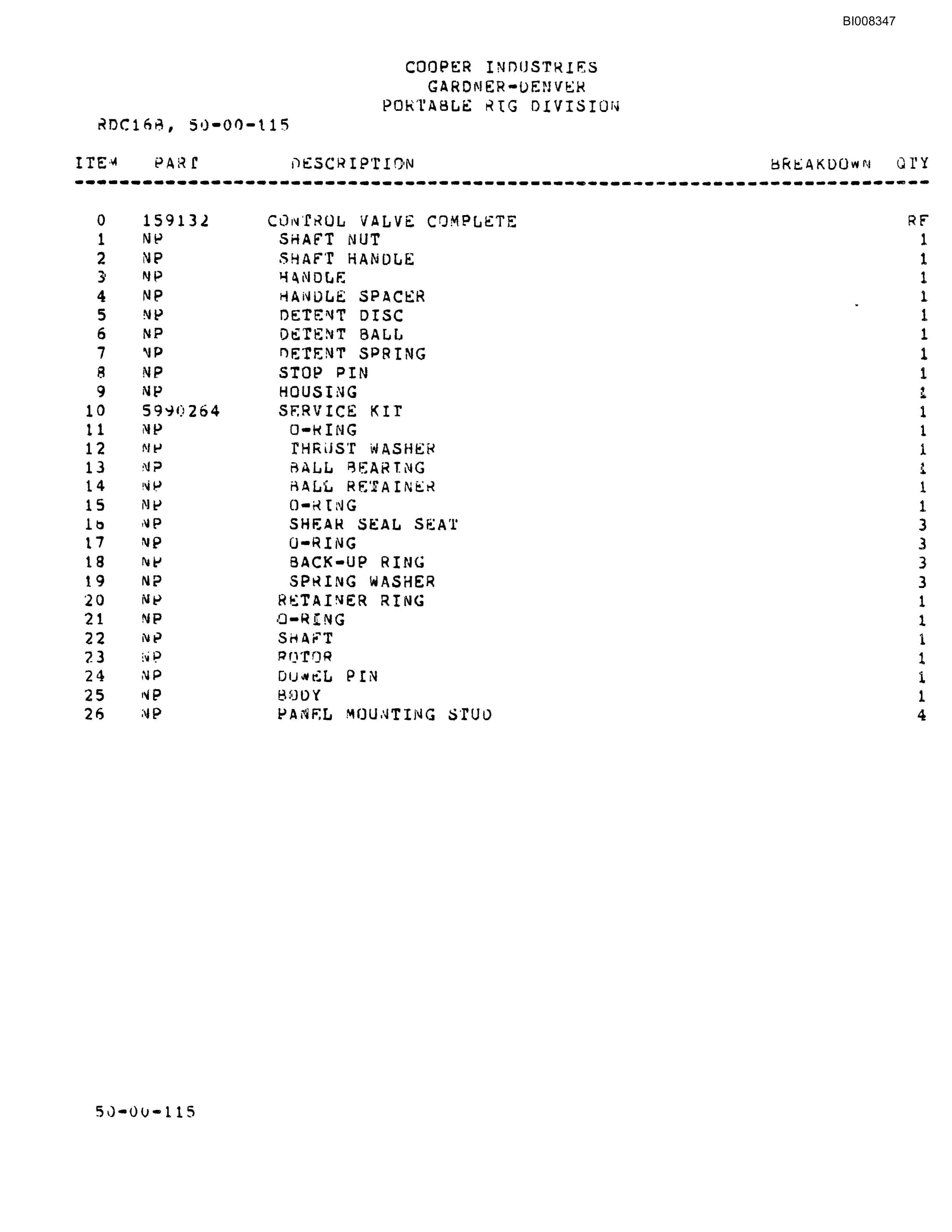 Bucyrus RDC-16 Blasthole Drill Parts Catalog BI008347-5