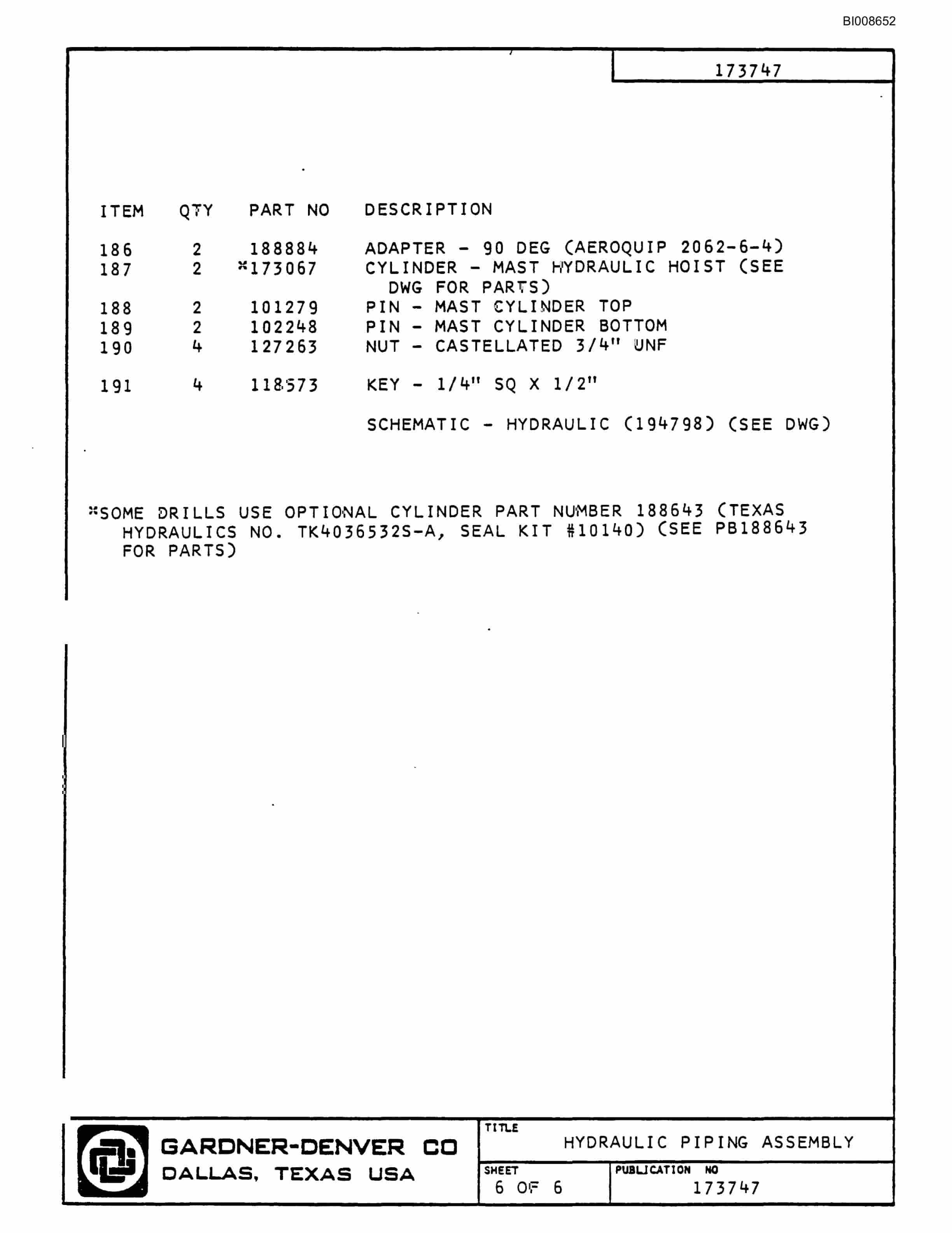Bucyrus RDC-16 Blasthole Drill Parts Catalog BI008652-5