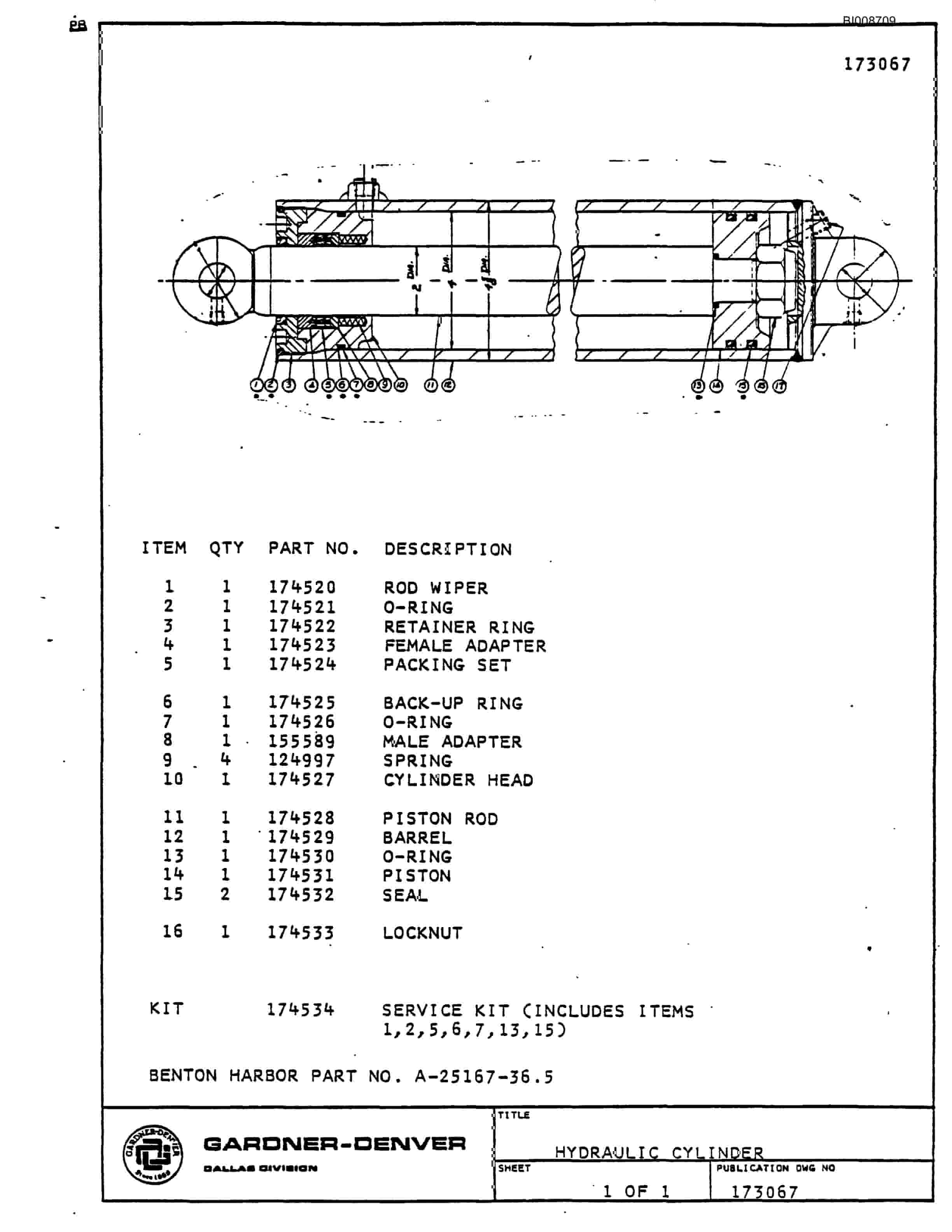 Bucyrus RDC-16 Blasthole Drill Parts Catalog BI008709-5