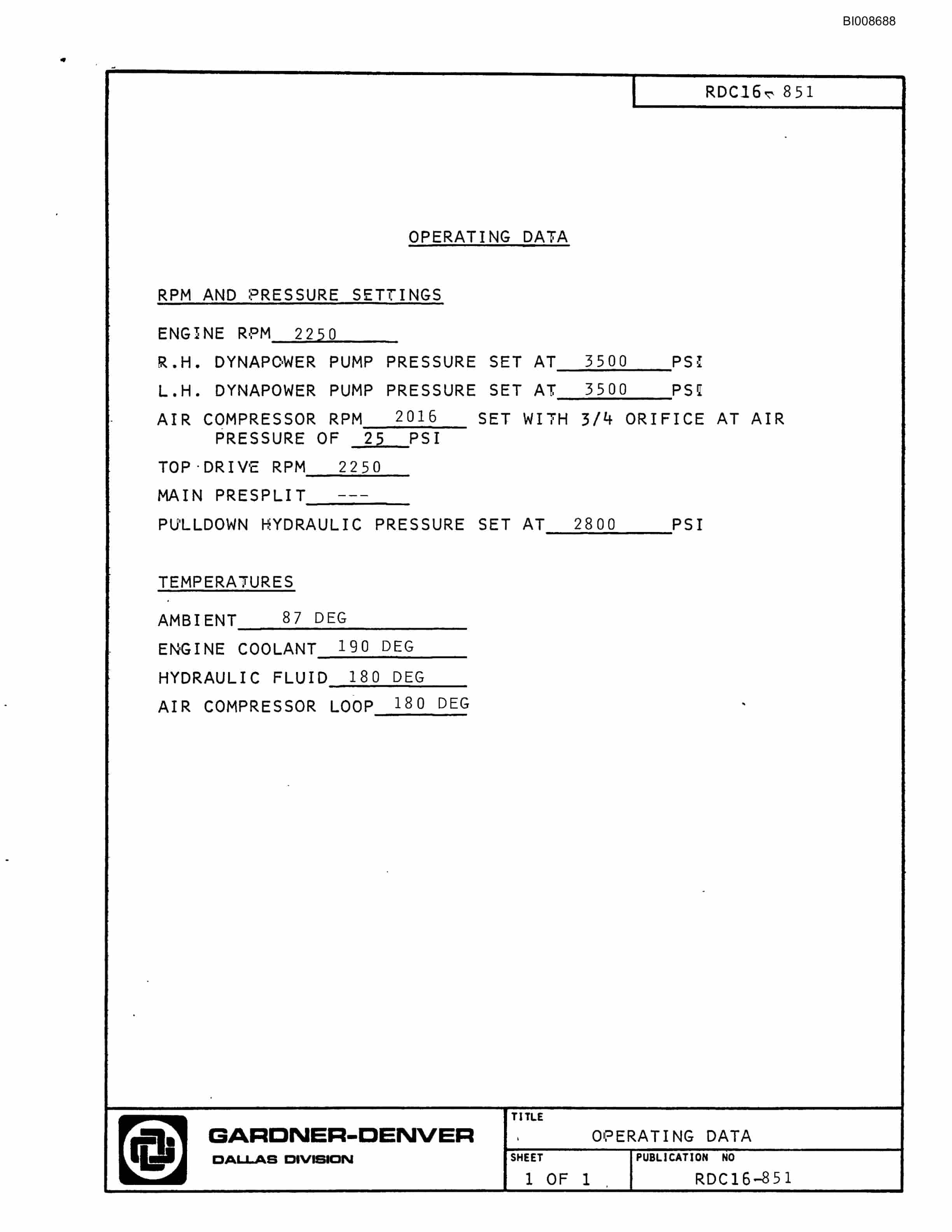 Bucyrus RDC-16 Parts Catalog BI008688-2