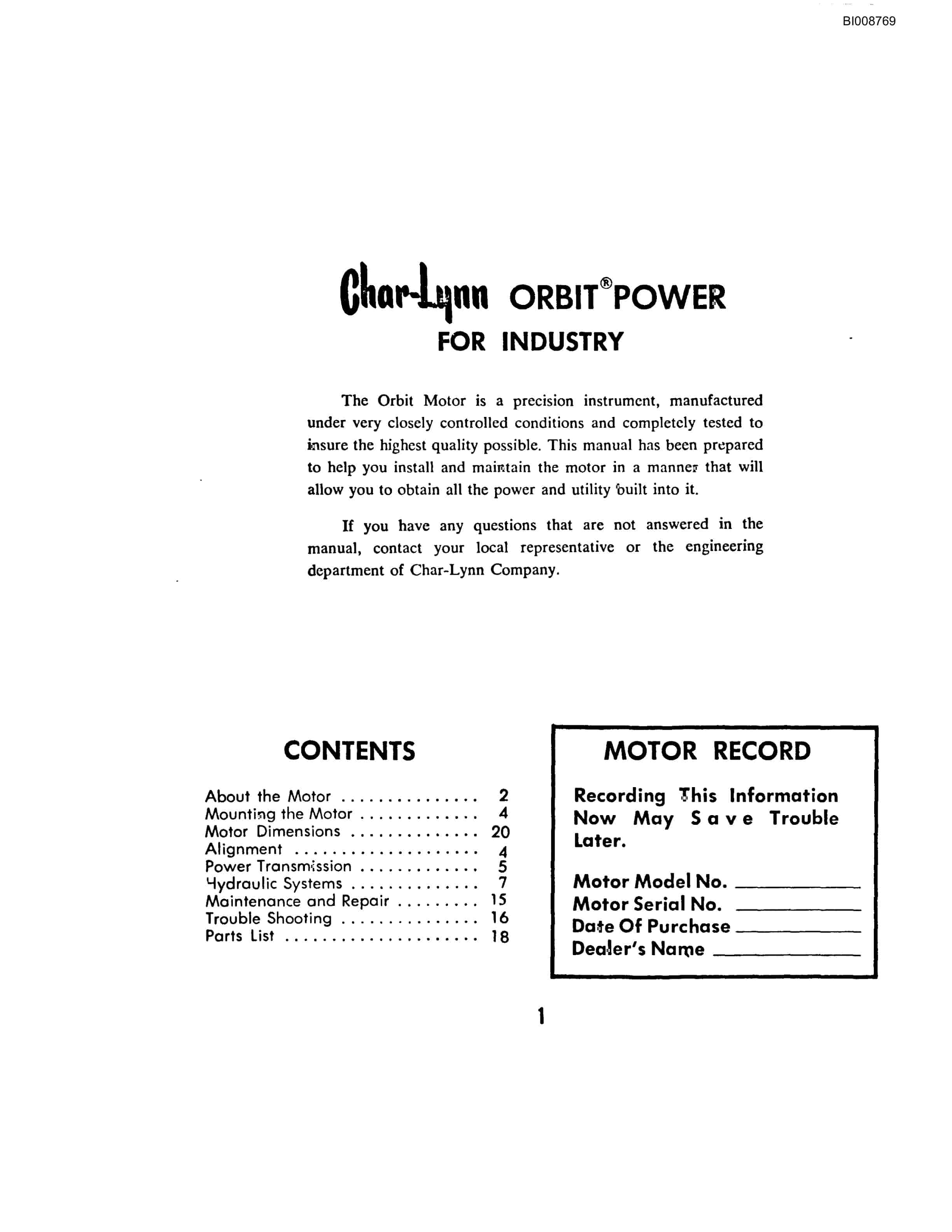 Bucyrus RDC-16 Parts Catalog BI008769-3