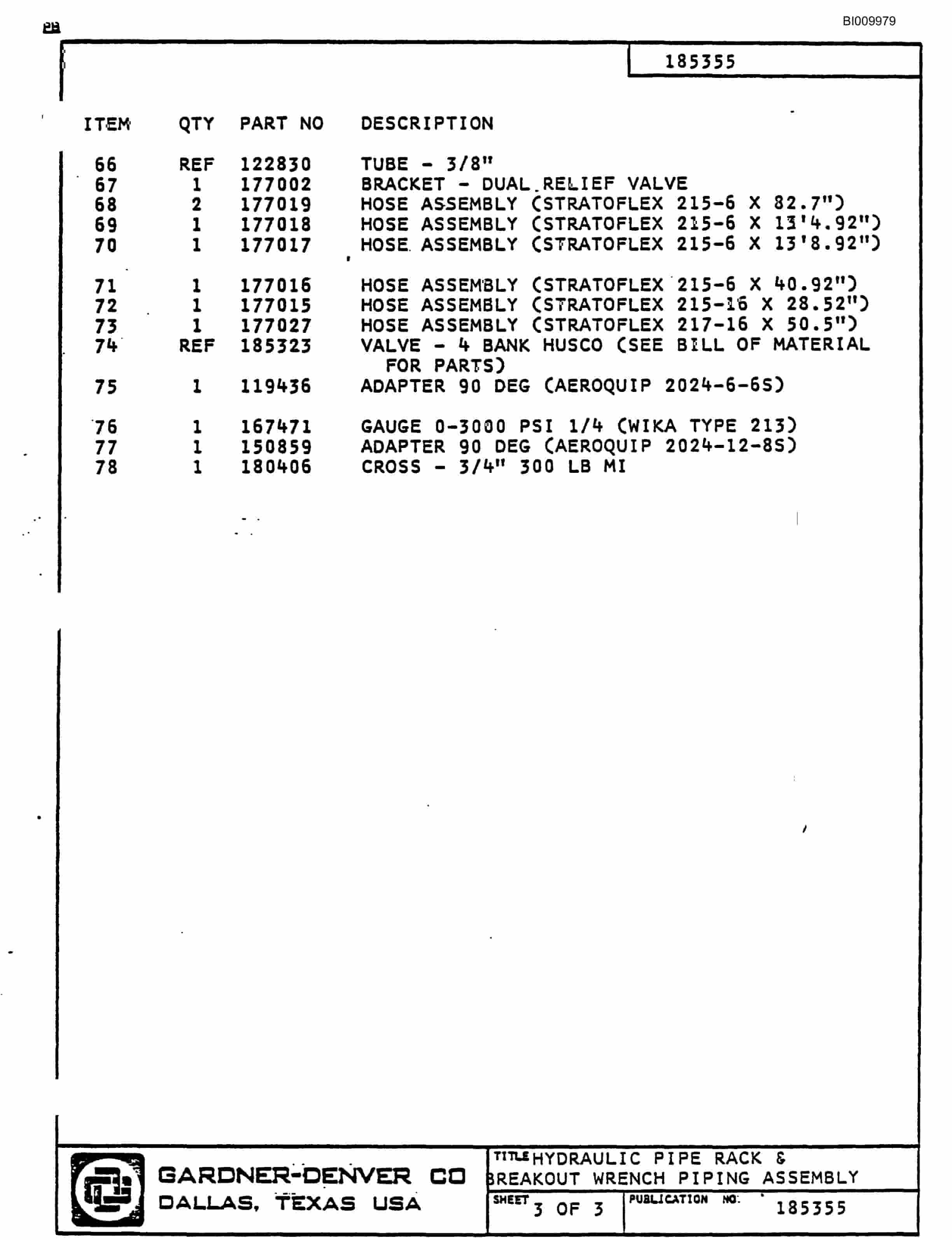 Bucyrus RDC-16 Parts Catalog BI009979-3