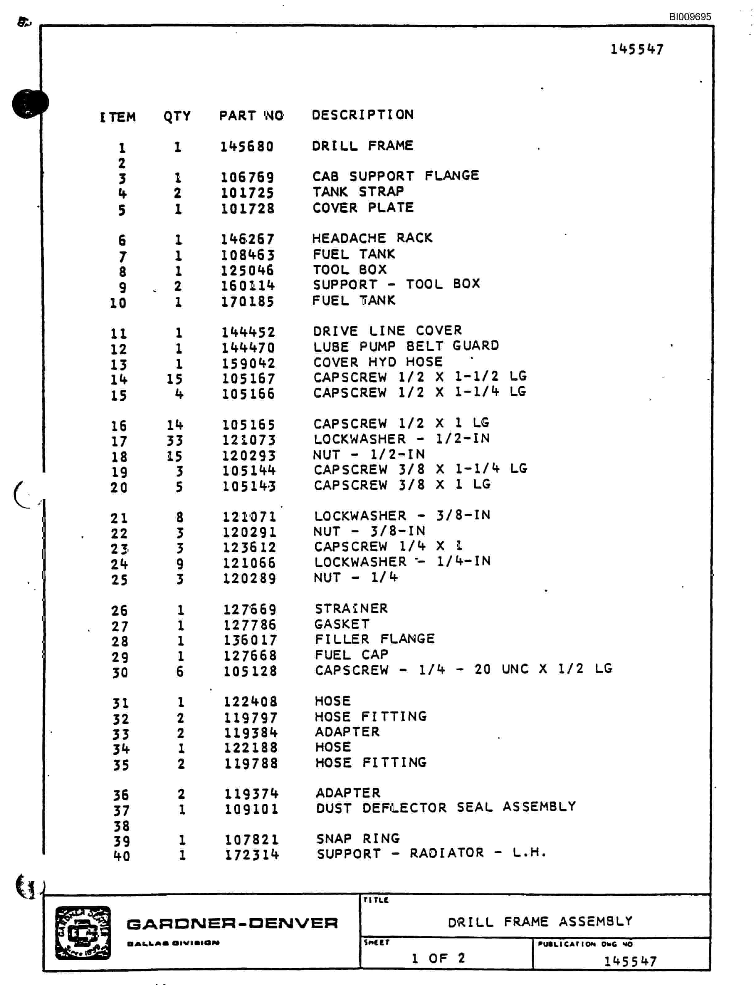 Bucyrus RDC-30-117 Parts Catalog BI009695-4