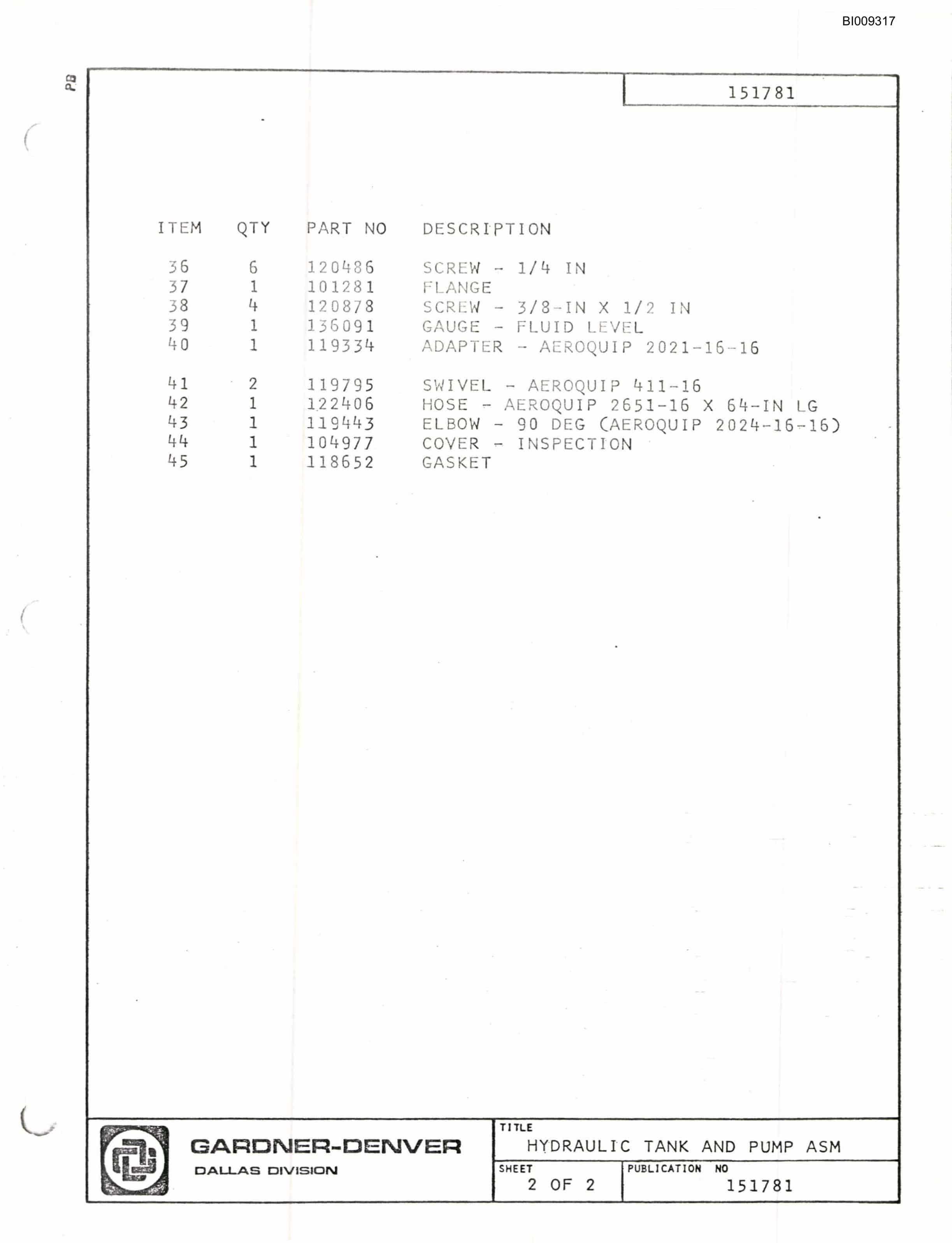 Bucyrus RDC-30-191 Parts Catalog BI009317-5