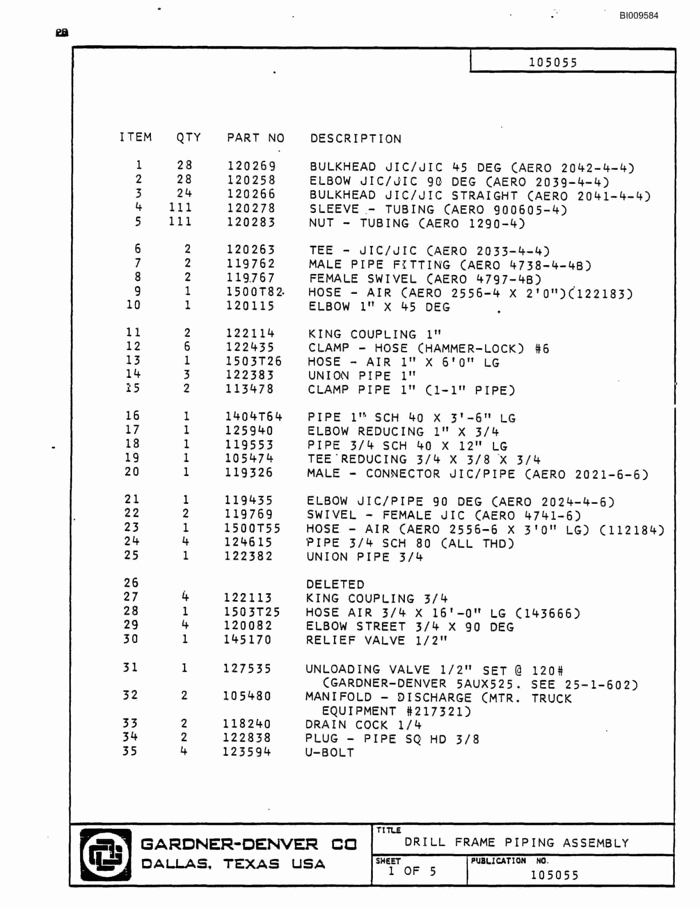 Bucyrus RDC-30 Parts Catalog BI009584-5