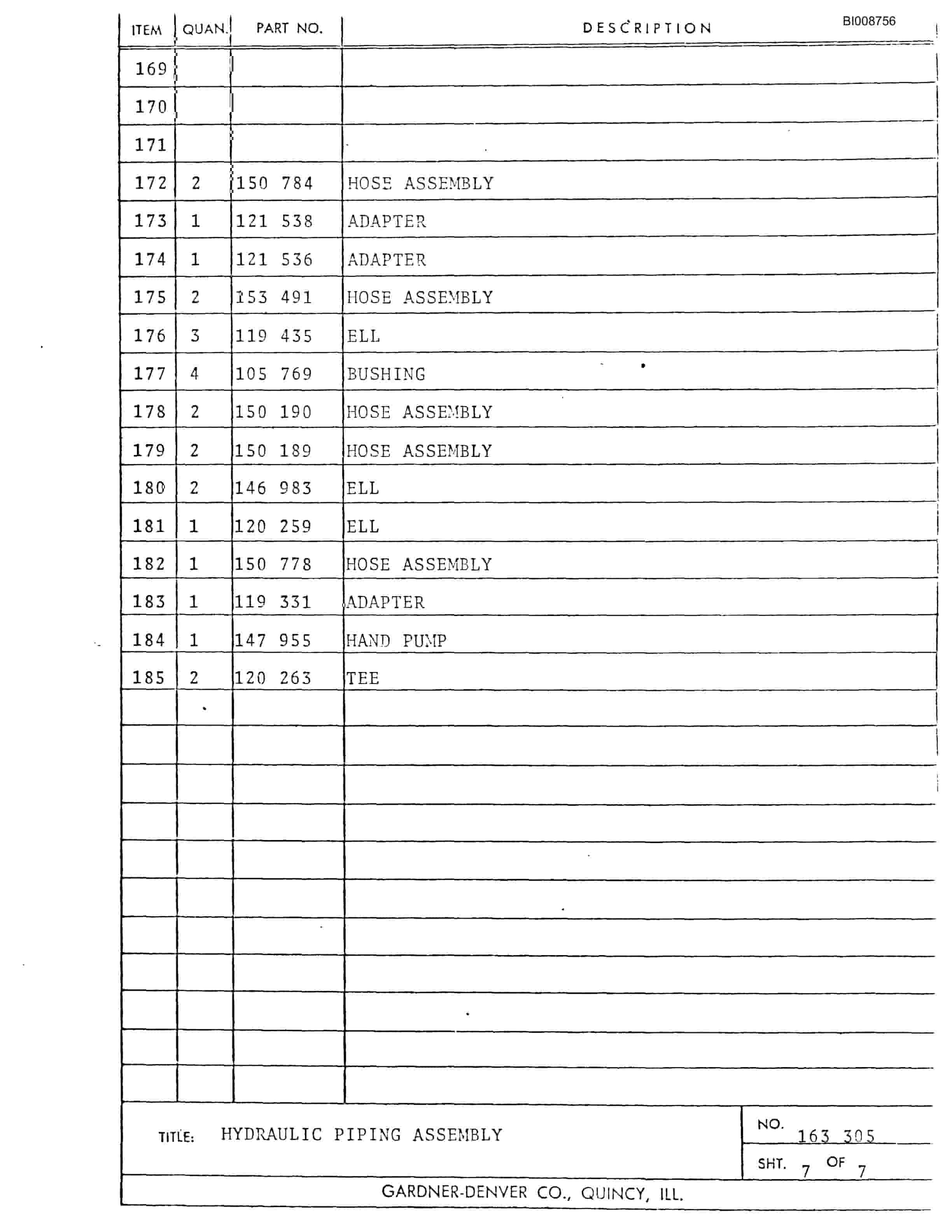 Bucyrus RDC11 Rotary Blasthole Drill Parts Catalog BI008756-3