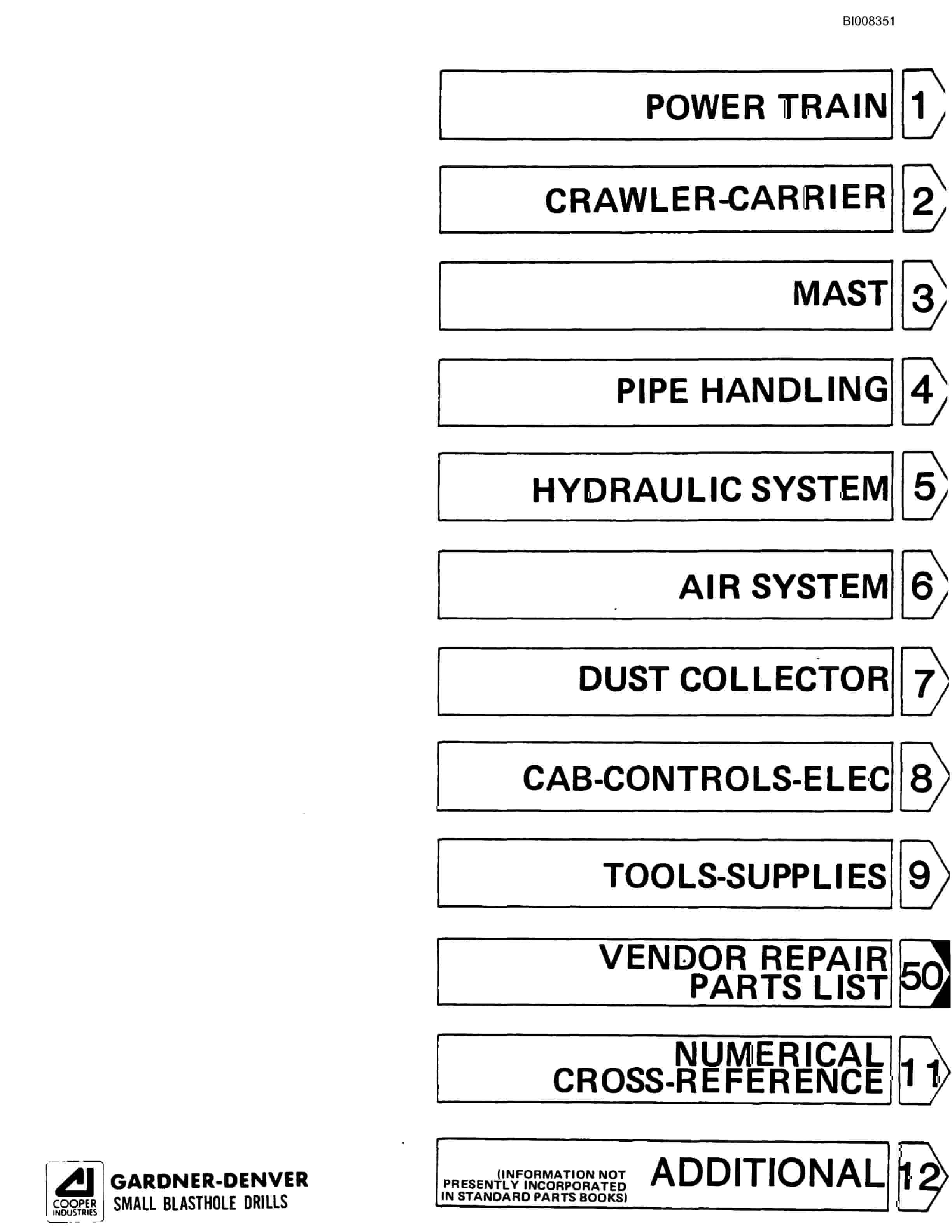 Bucyrus RDC16 Small Blasthole Parts Catalog BI008351-3
