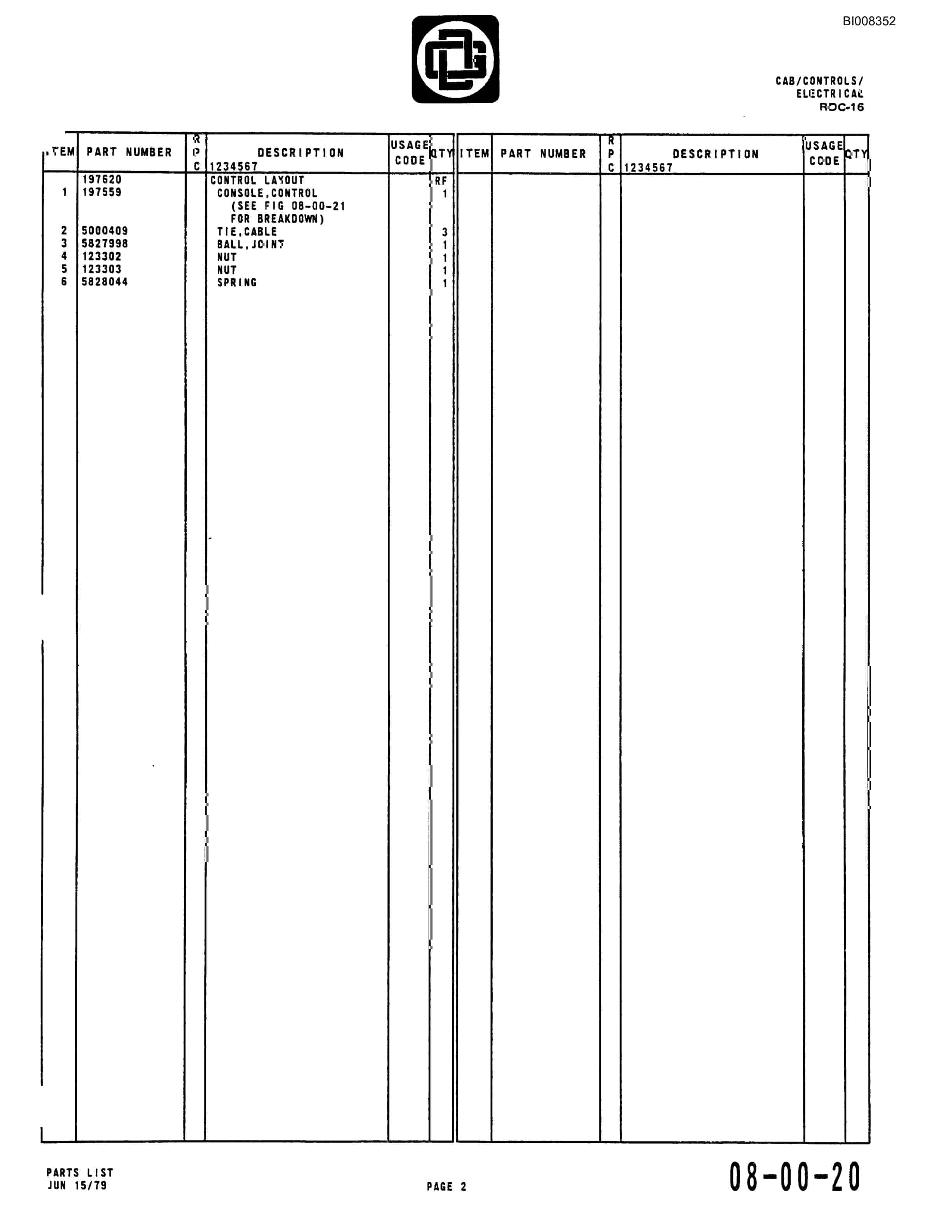 Bucyrus RDC16B Parts Catalog BI008352-3