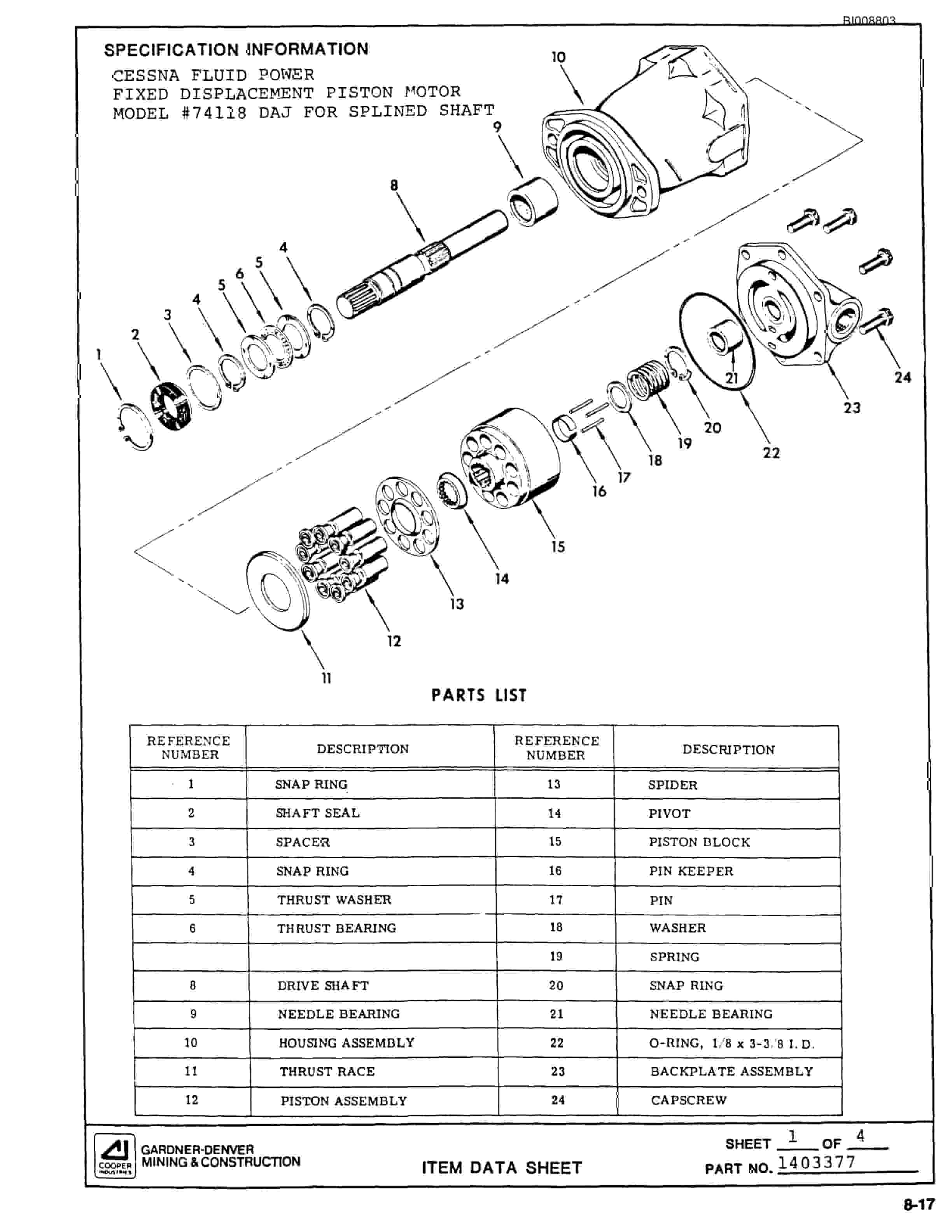 Bucyrus SCH2500 And 2500A Self Contained Hydraulic Track Drill Parts Catalog BI008803-3