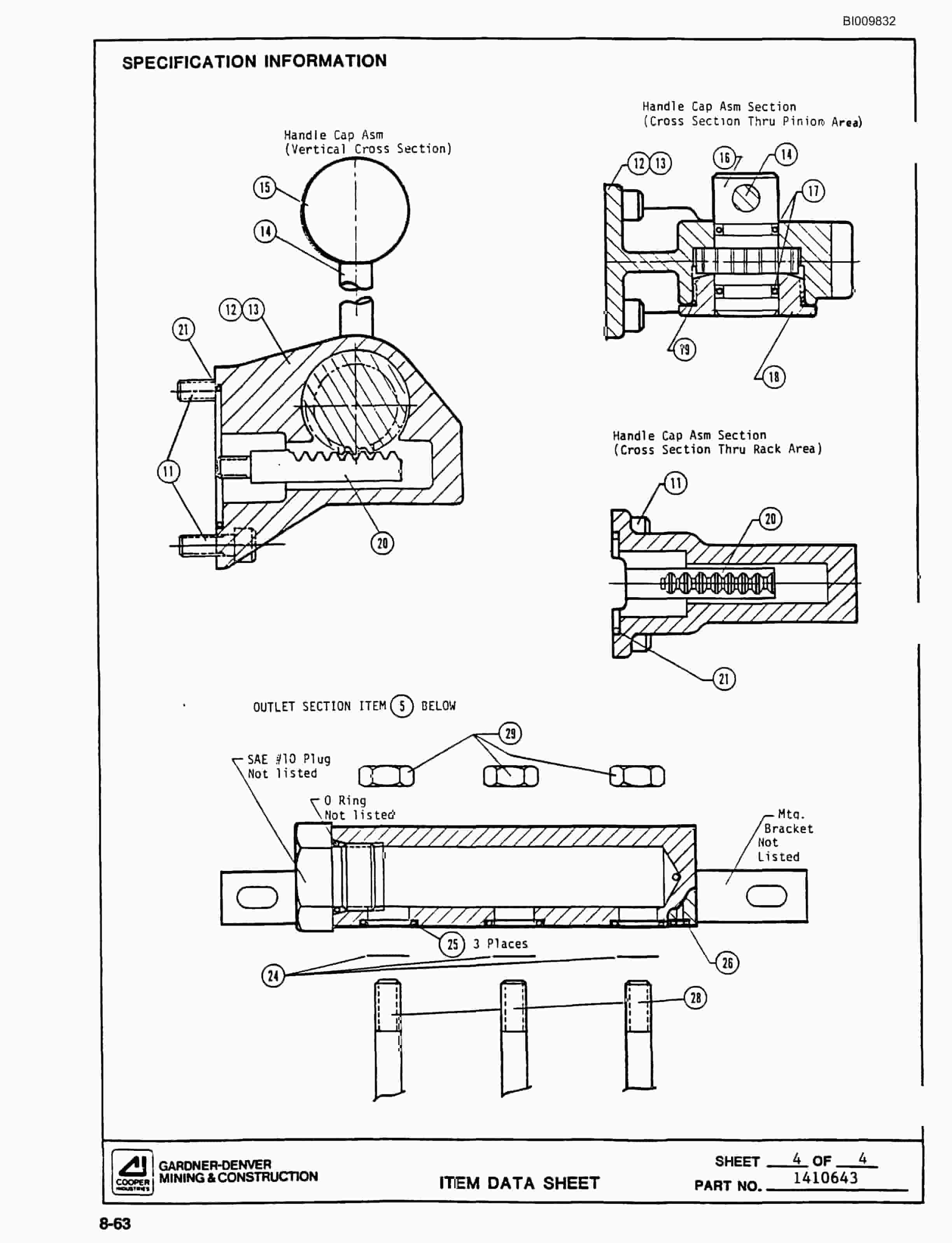 Bucyrus SCH2500, SCH2500A Self Contained Hydraulic Track Drill Parts Catalog BI009832-4