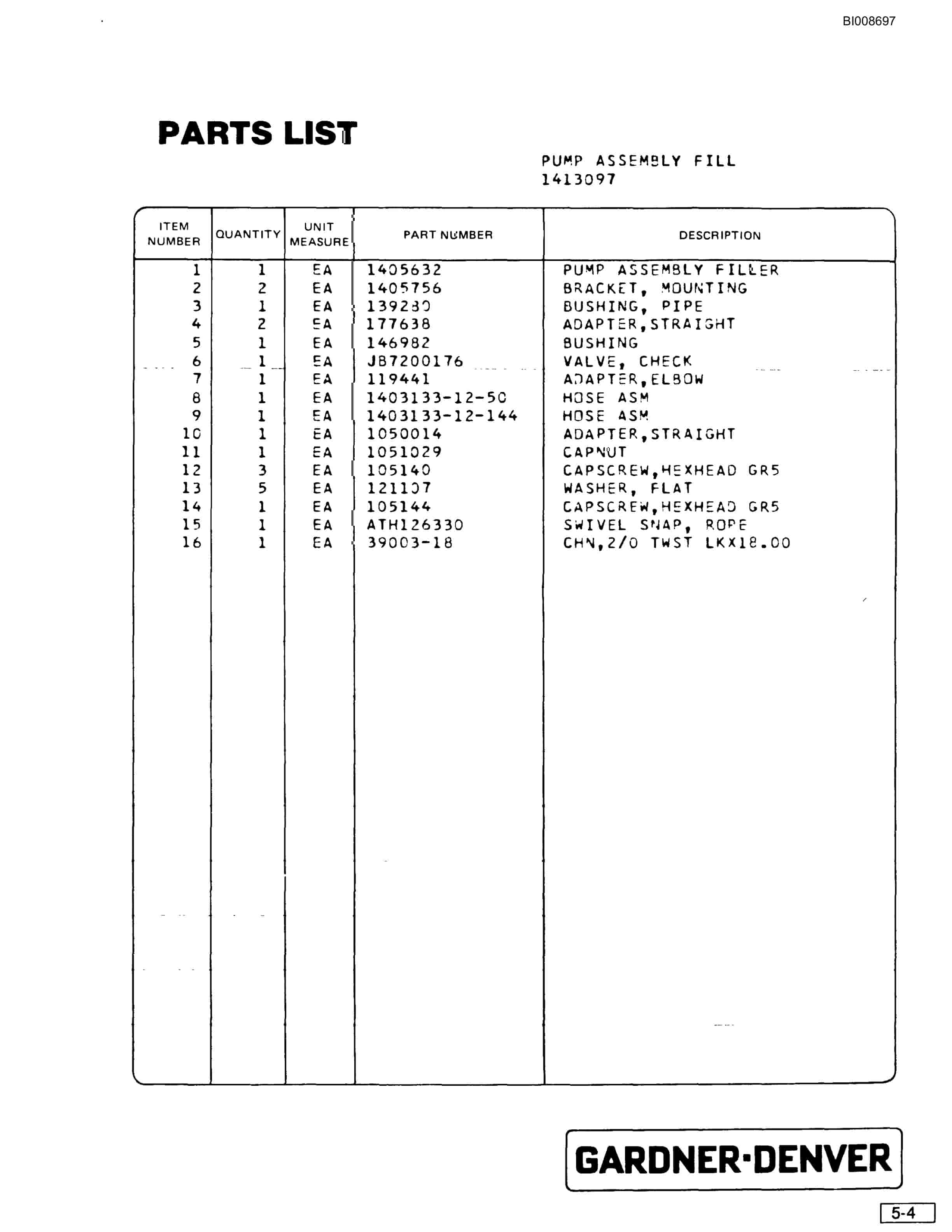 Bucyrus SCH2500 Self Contained Hydraulic Track Drill Parts Catalog BI008697-2