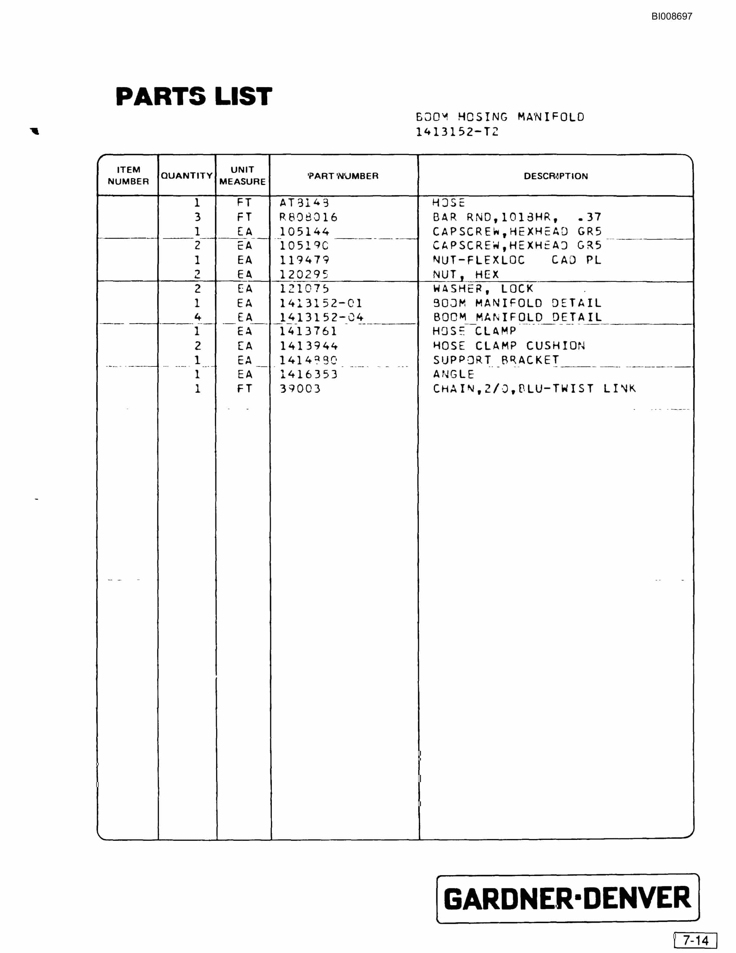 Bucyrus SCH2500 Self Contained Hydraulic Track Drill Parts Catalog BI008697-3
