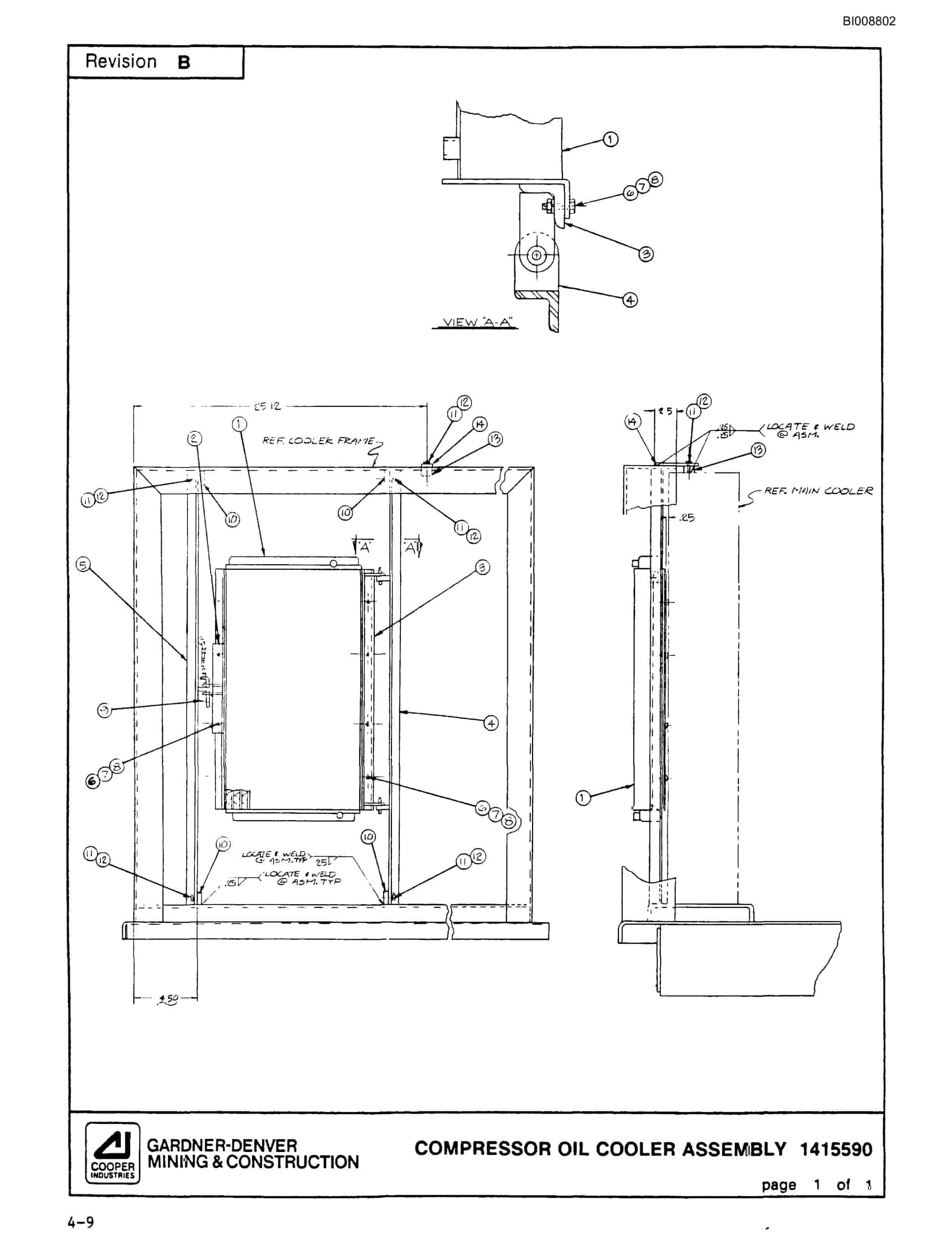 Bucyrus SCH2500 Self Contained Hydraulic Track Drill Parts Catalog BI008802-2