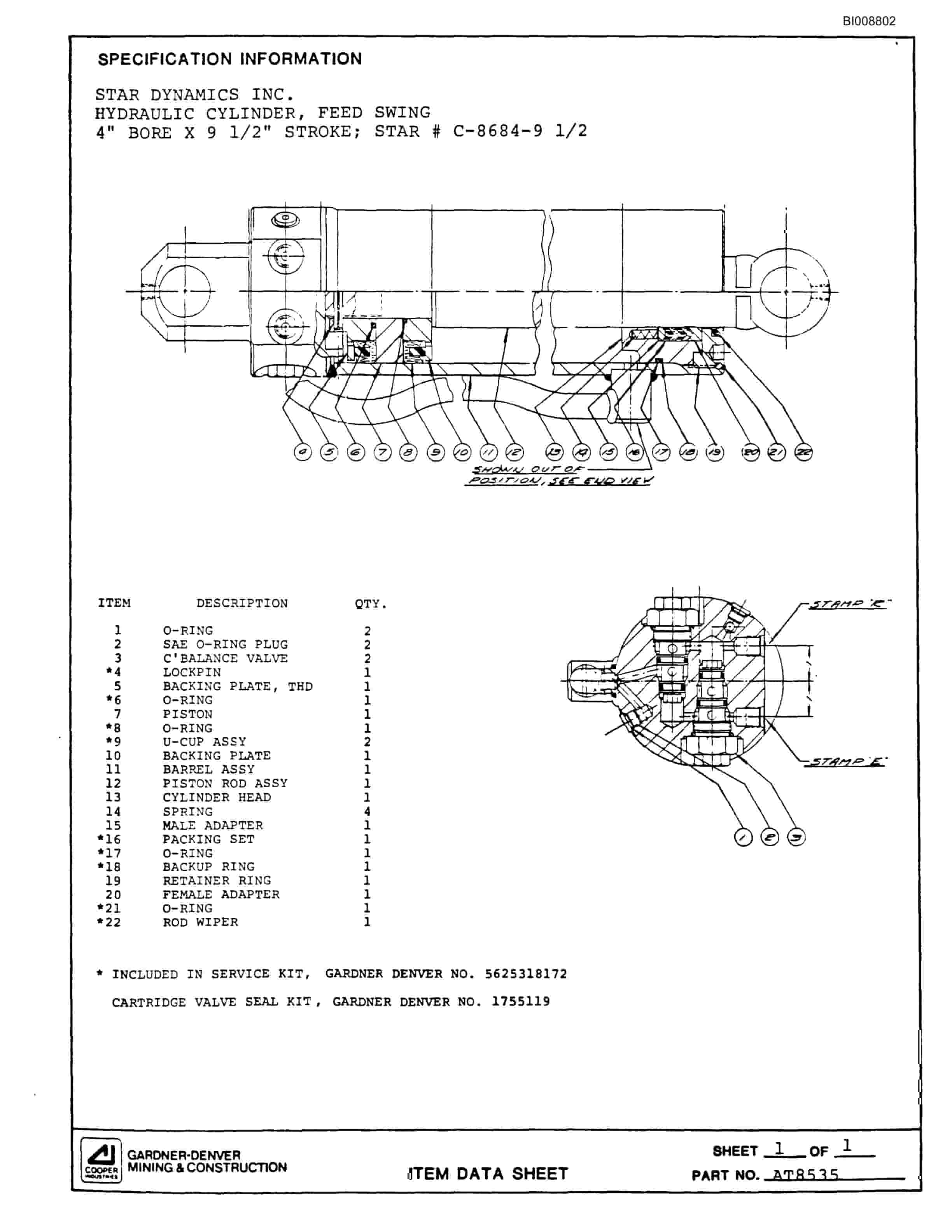 Bucyrus SCH2500 Self Contained Hydraulic Track Drill Parts Catalog BI008802-4
