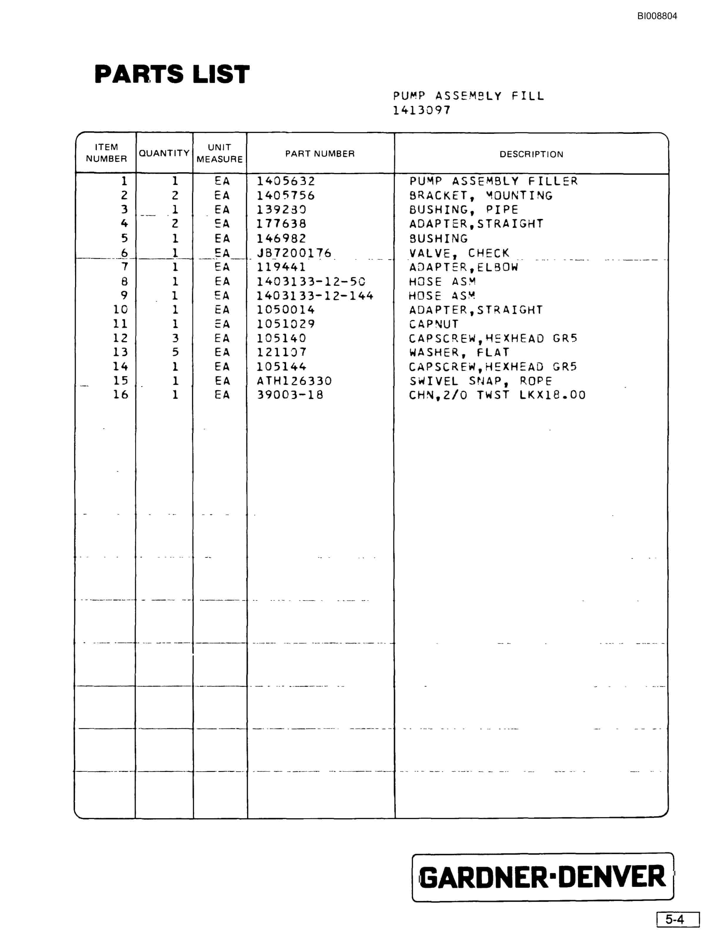 Bucyrus SCH2500 Self Contained Hydraulic Track Drill Parts Catalog BI008804-2