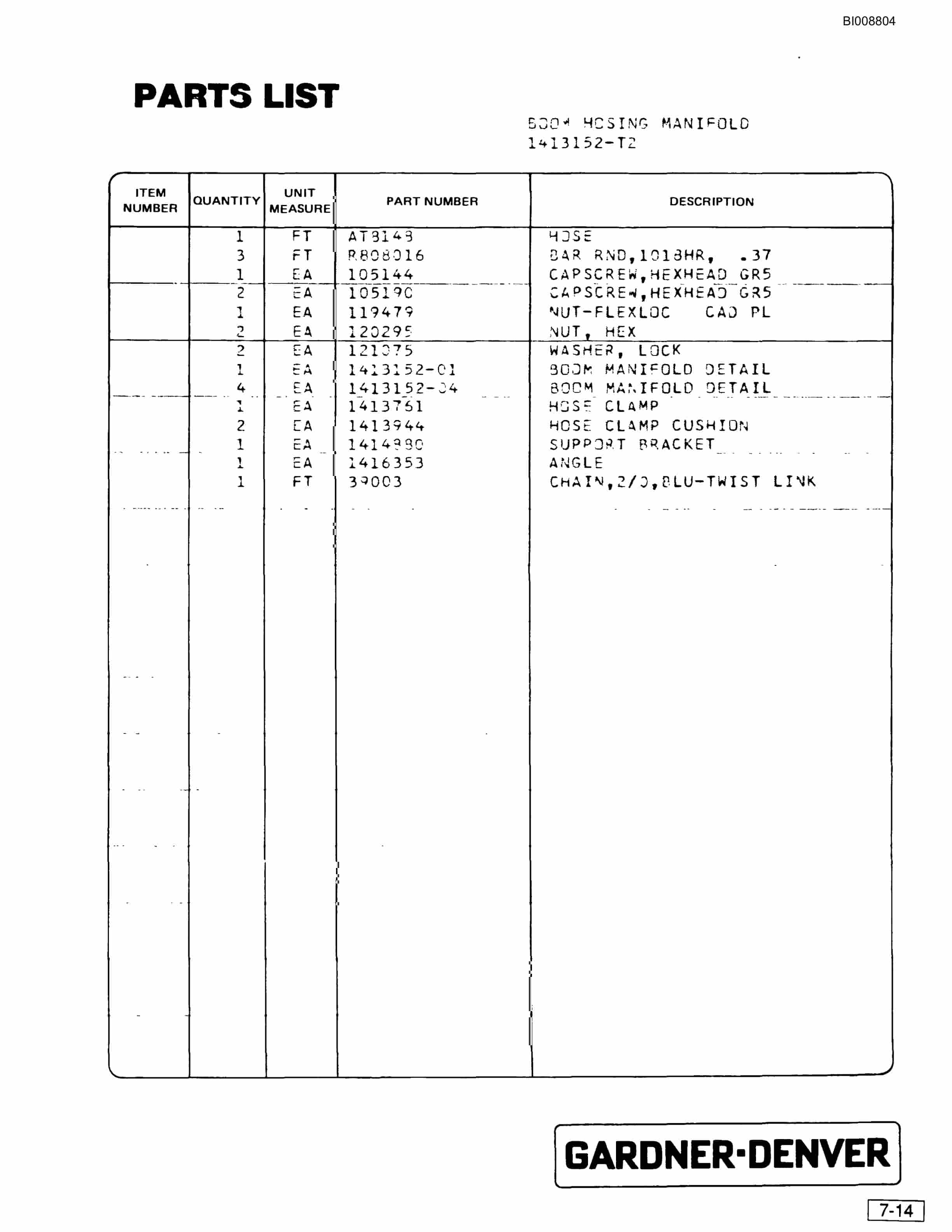 Bucyrus SCH2500 Self Contained Hydraulic Track Drill Parts Catalog BI008804-3