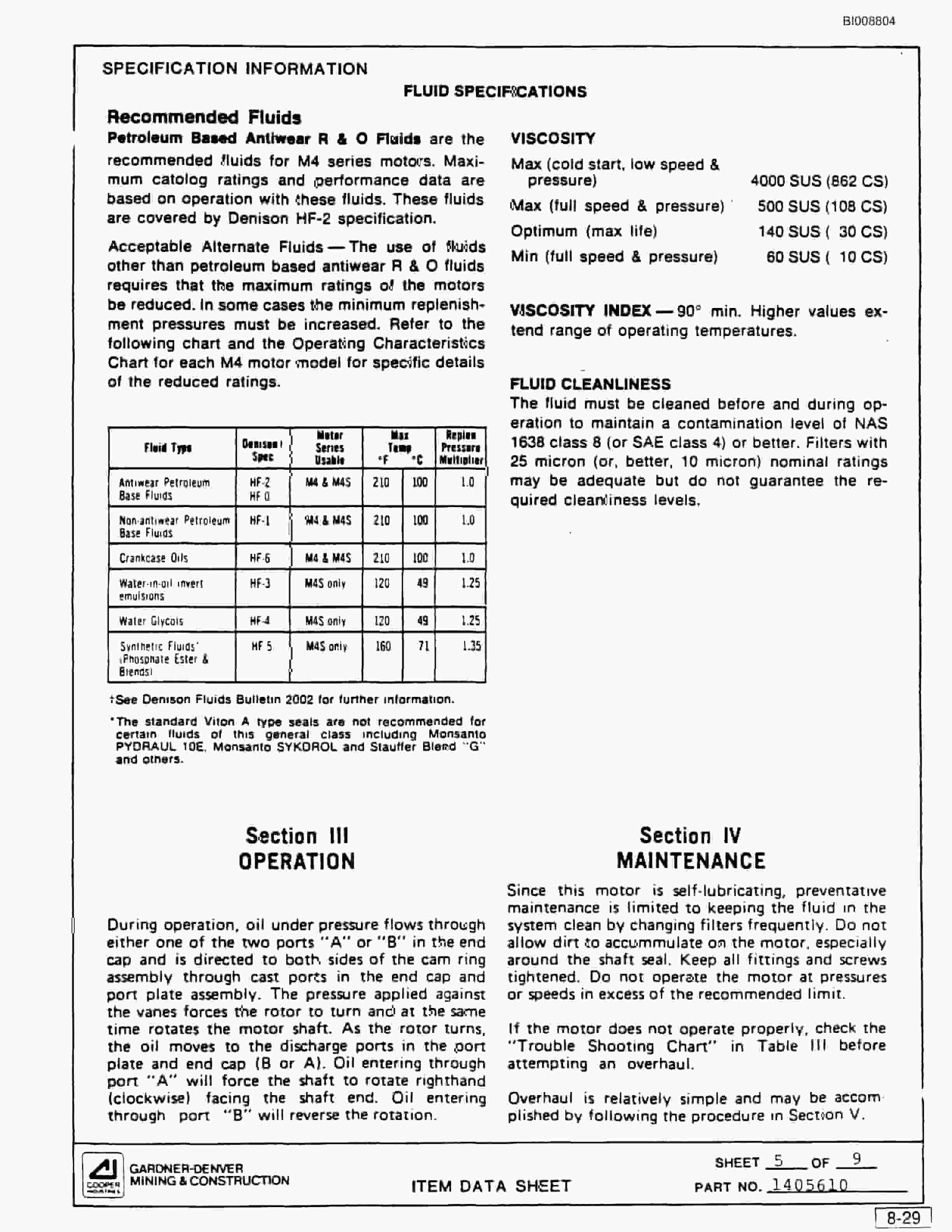 Bucyrus SCH2500 Self Contained Hydraulic Track Drill Parts Catalog BI008804-5