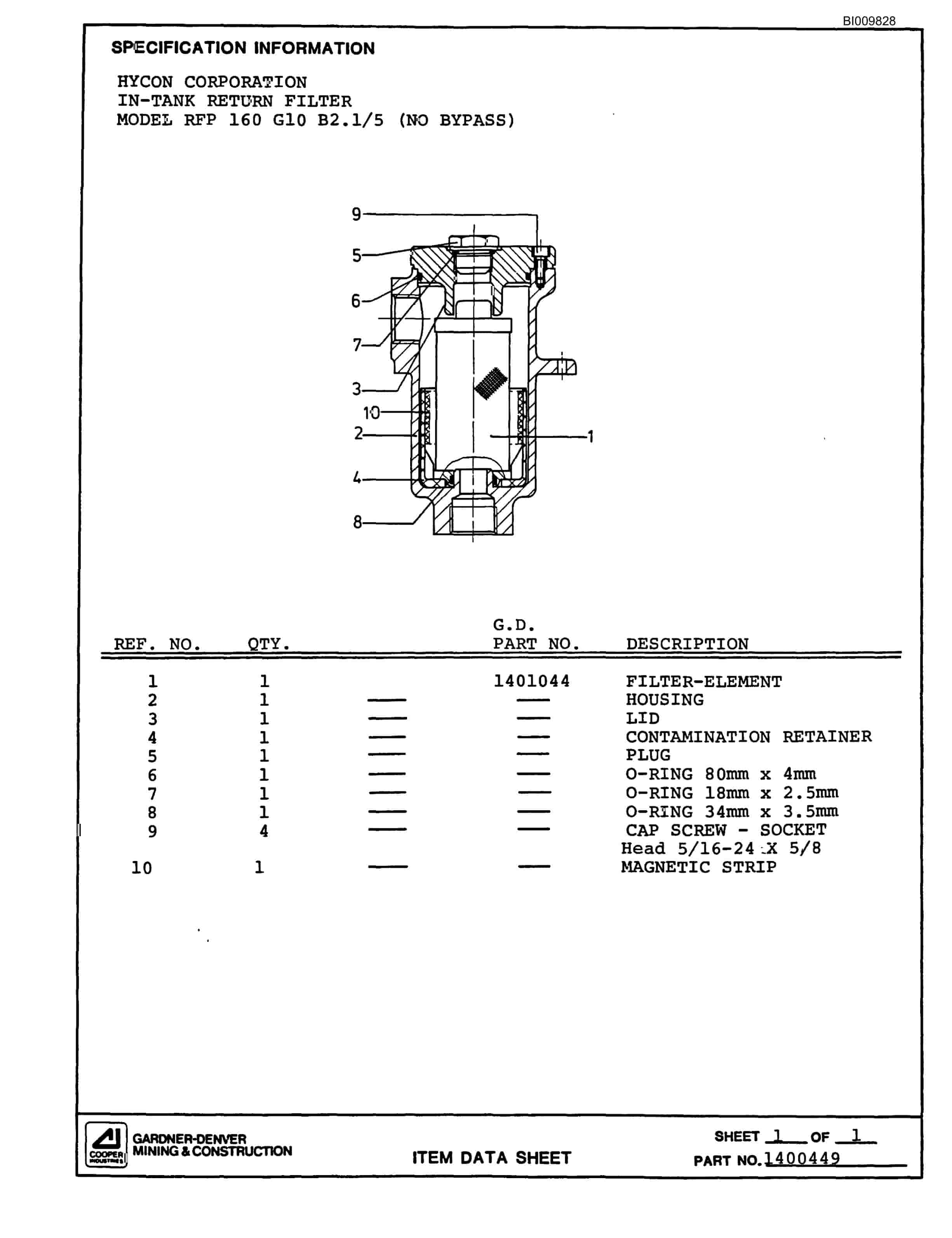 Bucyrus SCH2500 Self Contained Hydraulic Track Drill Parts Catalog BI009828-4