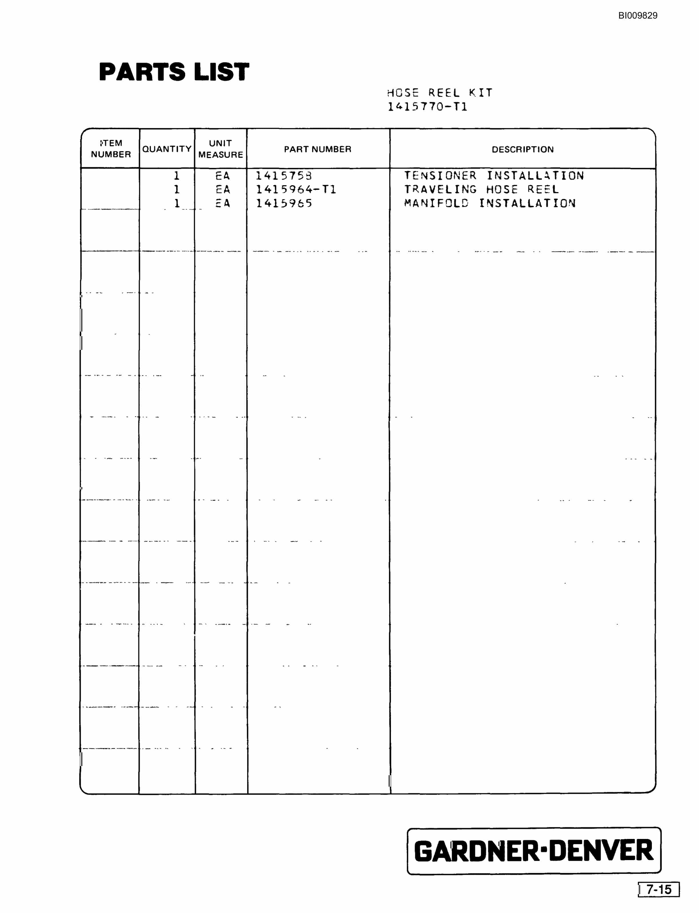 Bucyrus SCH2500 Self Contained Hydraulic Track Drill Parts Catalog BI009829-3