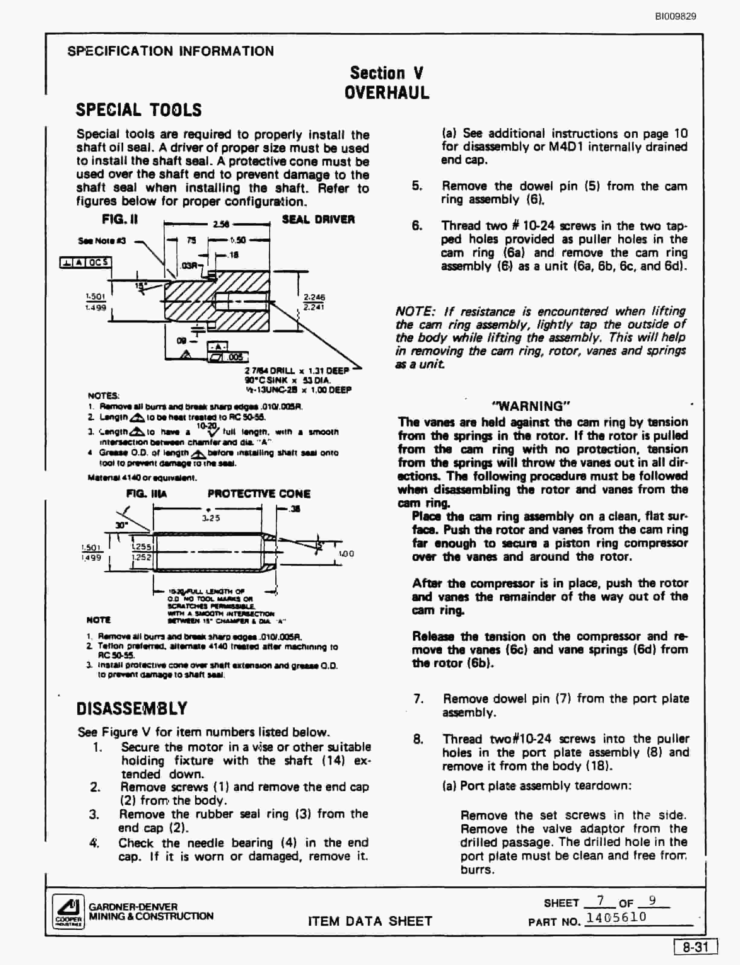 Bucyrus SCH2500 Self Contained Hydraulic Track Drill Parts Catalog BI009829-5