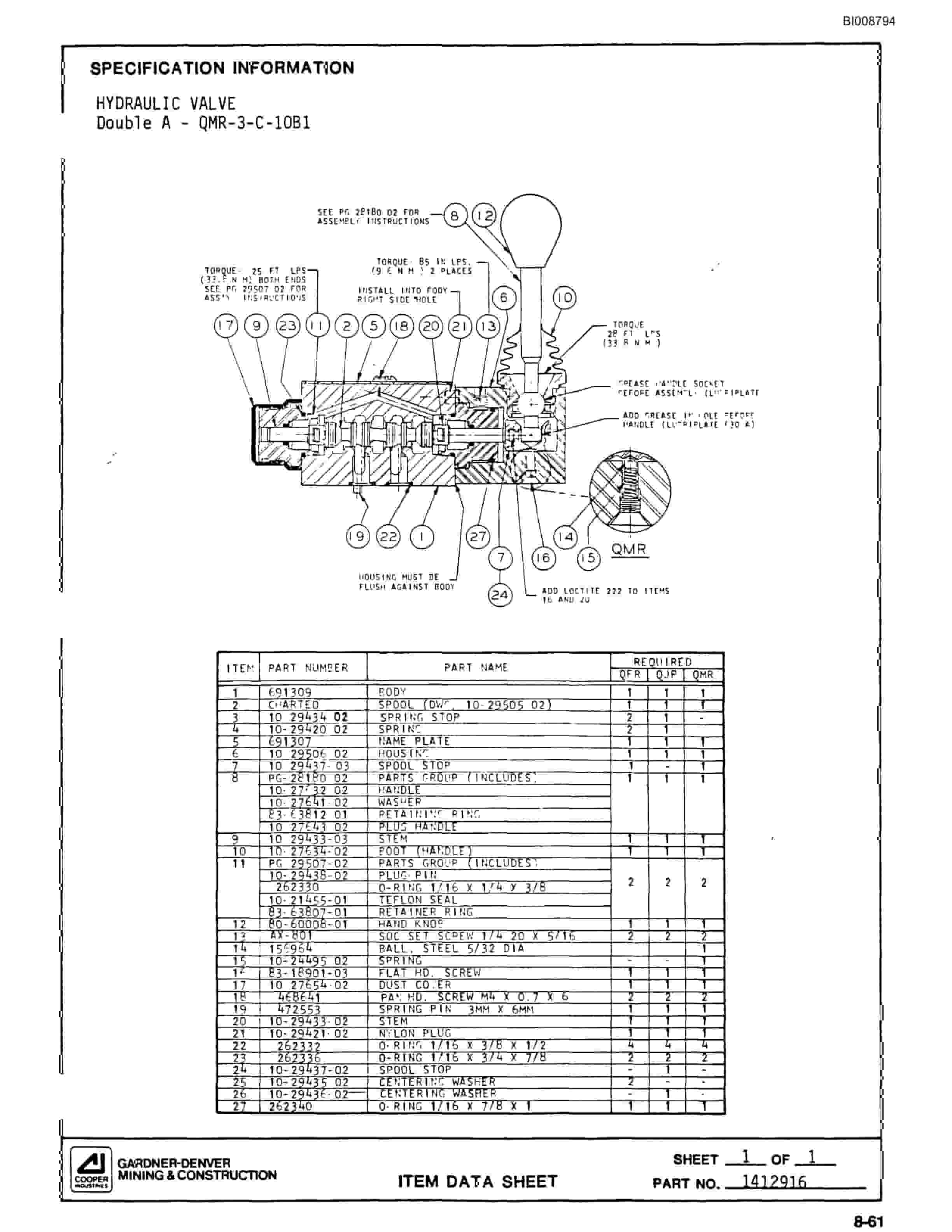 Bucyrus SCH2500II Self Contained Hydraulic Track Drill Parts Catalog BI008794-5