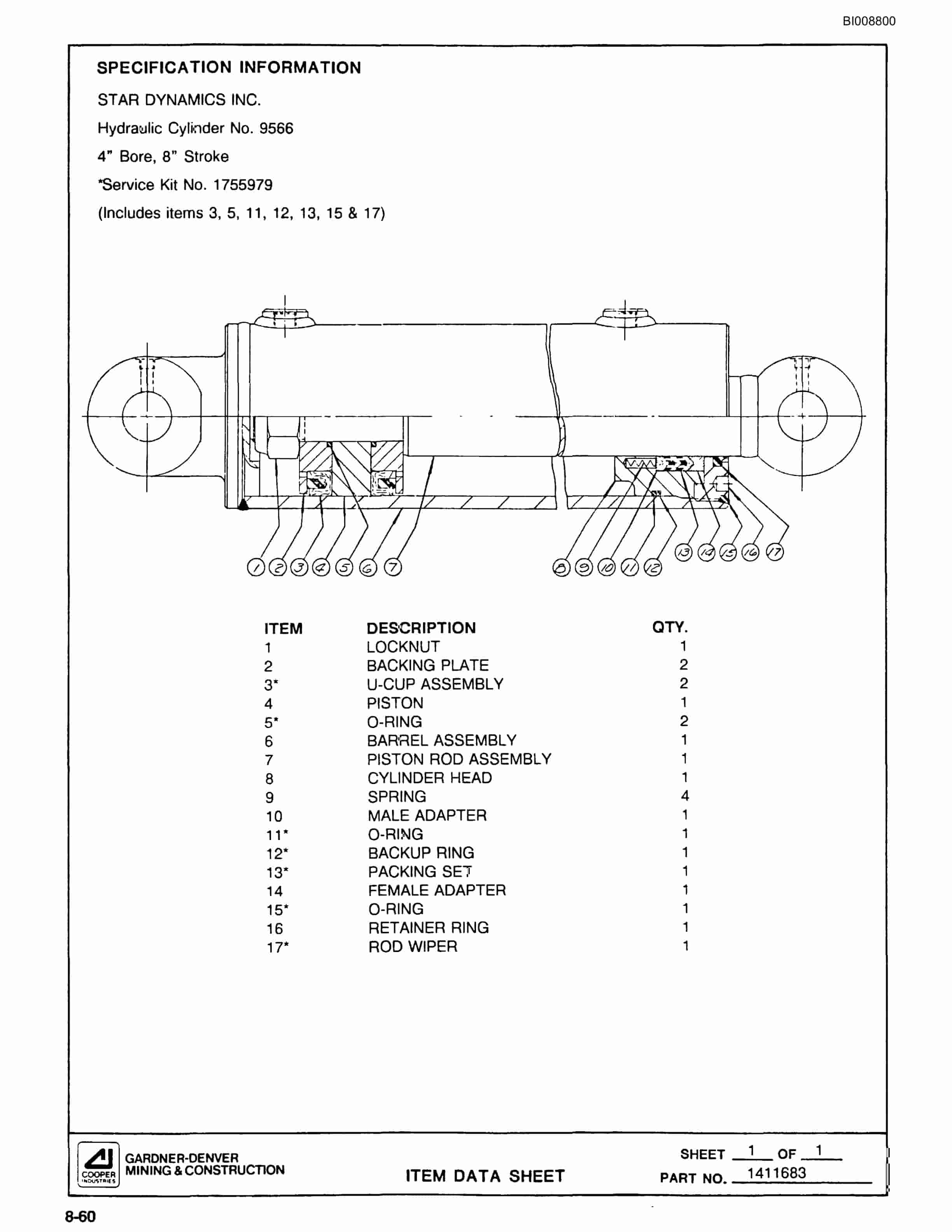 Bucyrus SCH2500II Self Contained Hydraulic Track Drill Parts Catalog BI008800-5