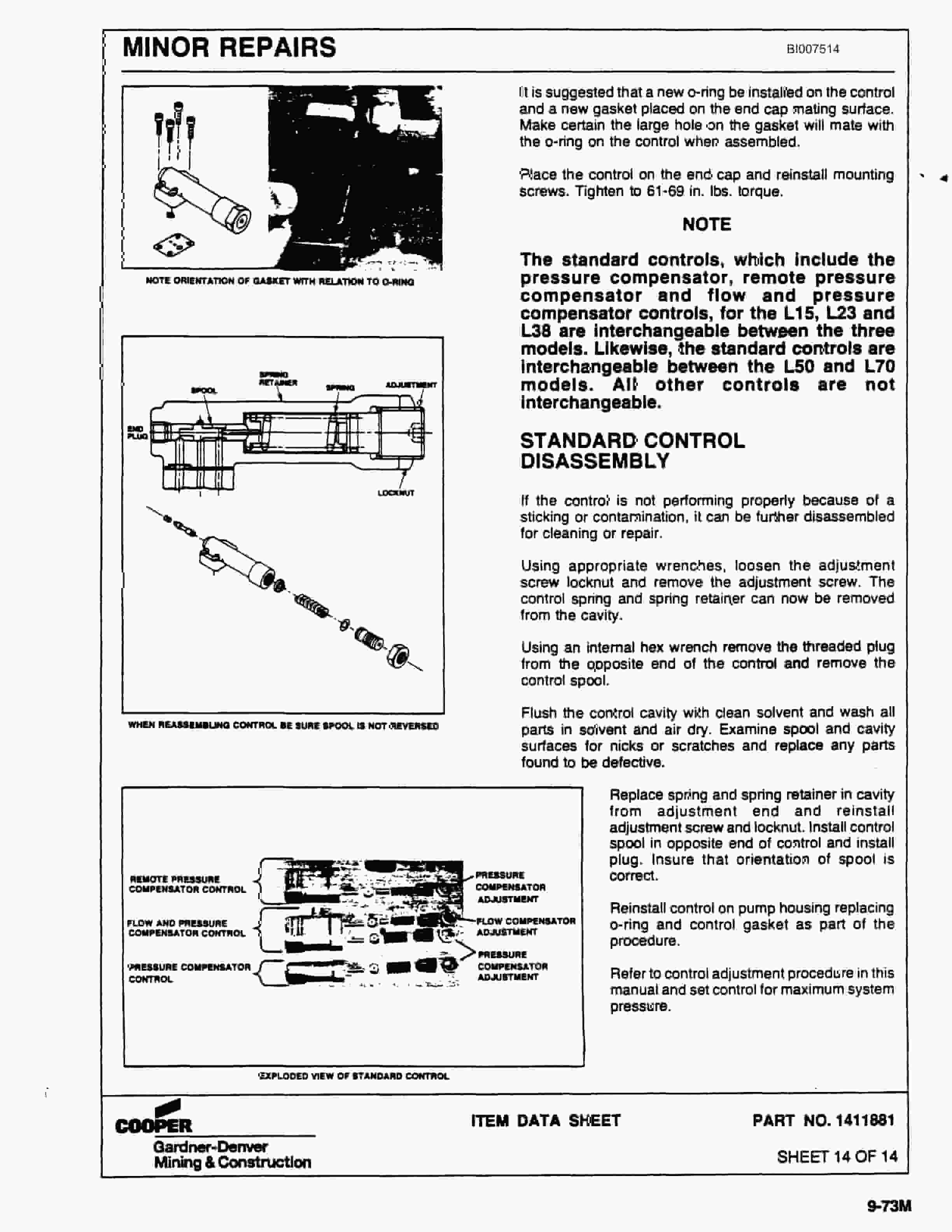 Bucyrus SCH3500 Self Contained Hydraulic Track Drill Parts Catalog BI007514-5