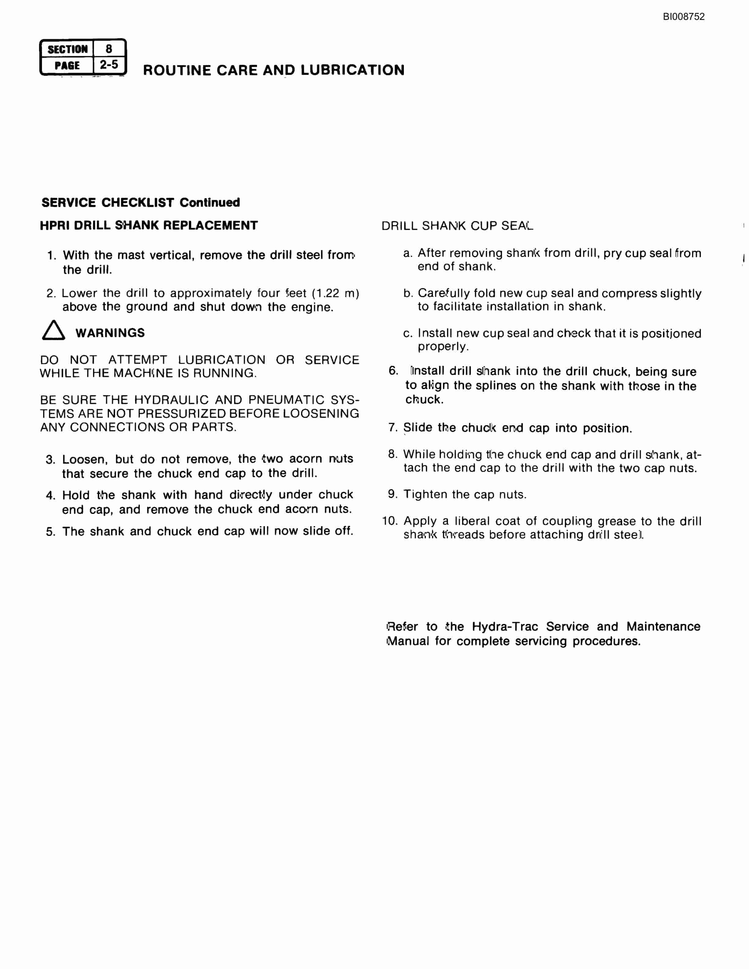Bucyrus SCH3500A All Hydraulic Drilling Package Technical Manual BI008752-4