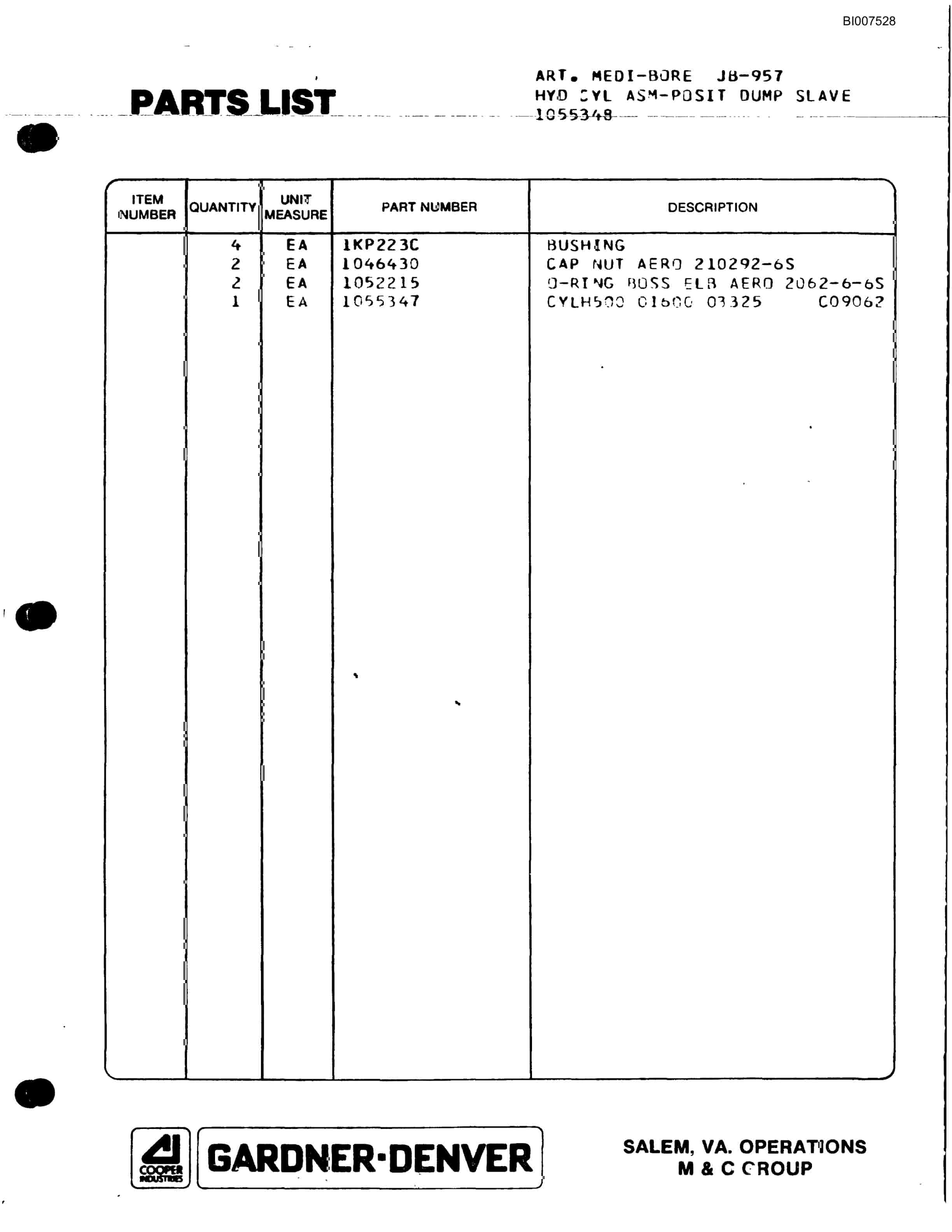 Bucyrus SCH3500AV, SCH3500A Self Contained Hydraulic Drill Carrier Parts Catalog BI007528-5