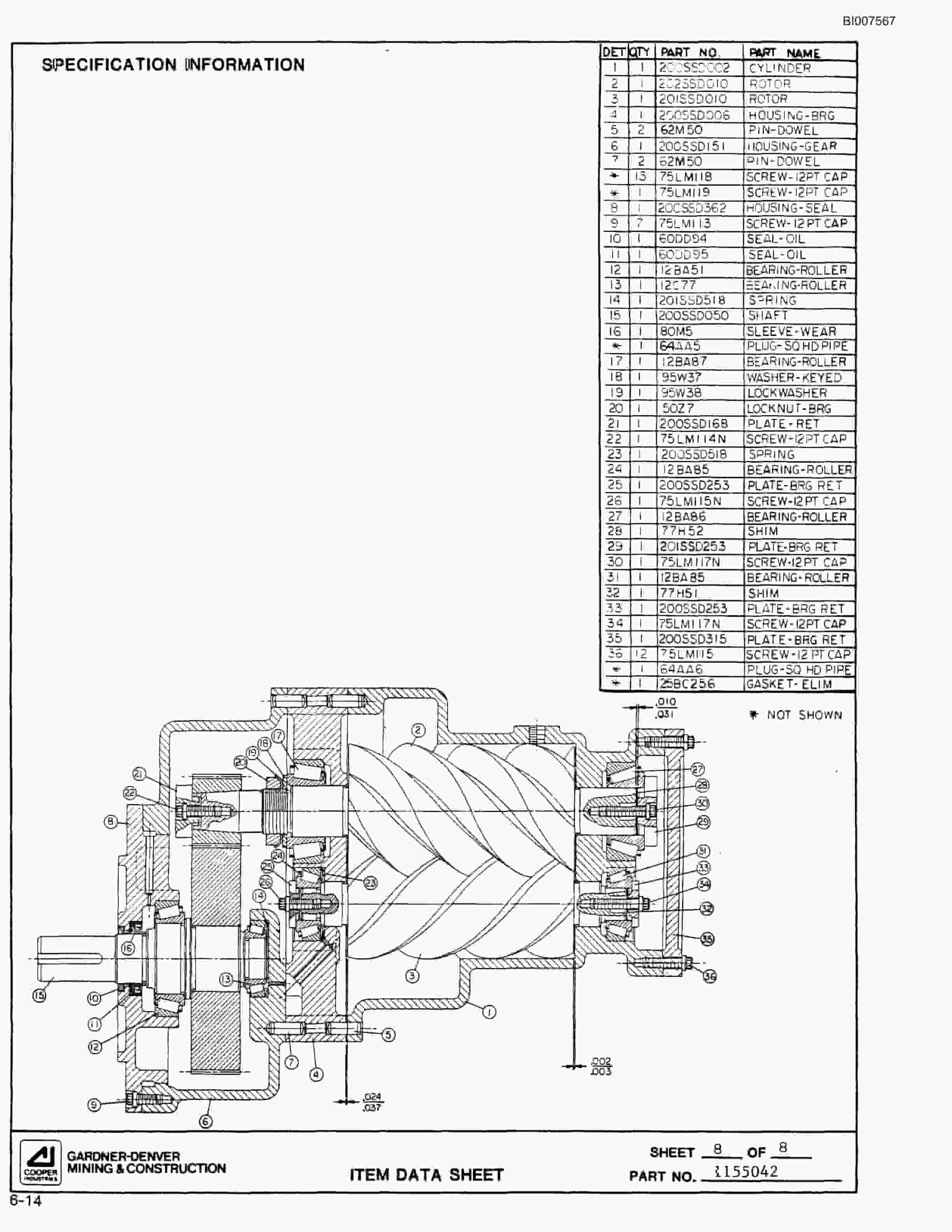Bucyrus SCH3500BV All Hydraulic Drilling Package Parts Catalog BI007567-2