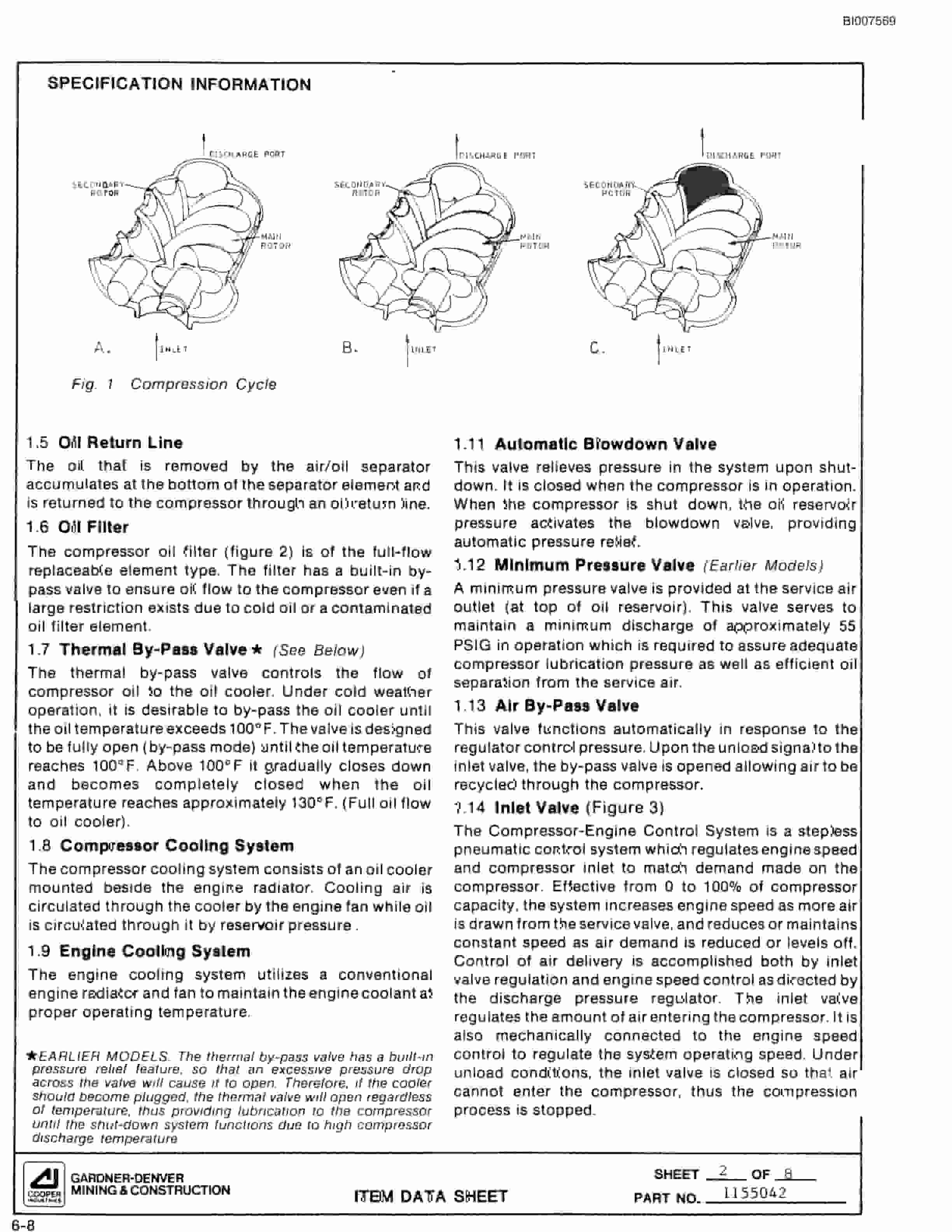 Bucyrus SCH3500BV All Hydraulic Drilling Package Parts Catalog BI007569-2