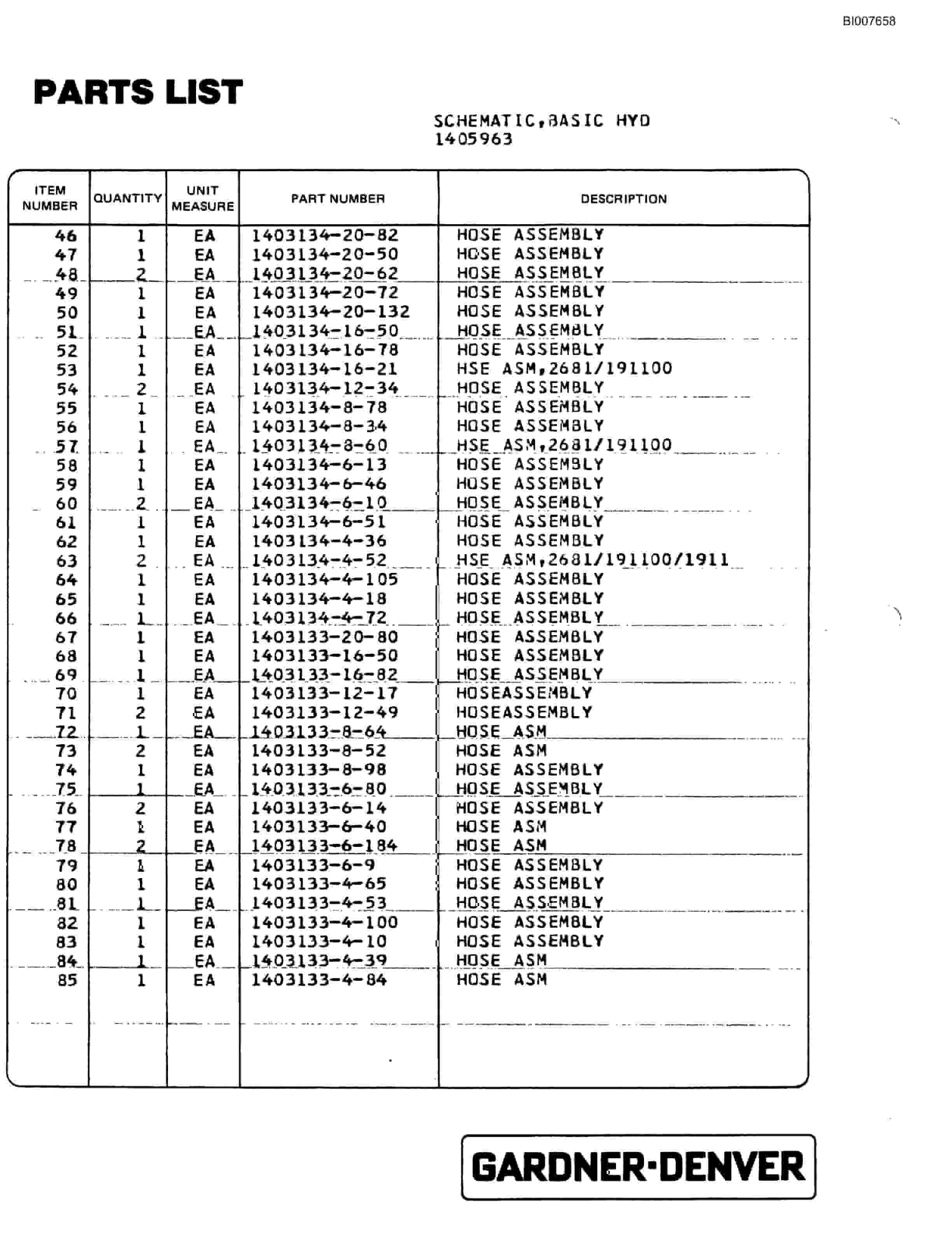 Bucyrus SCH3500BV All Hydraulic Drilling Package Parts Catalog BI007658-5