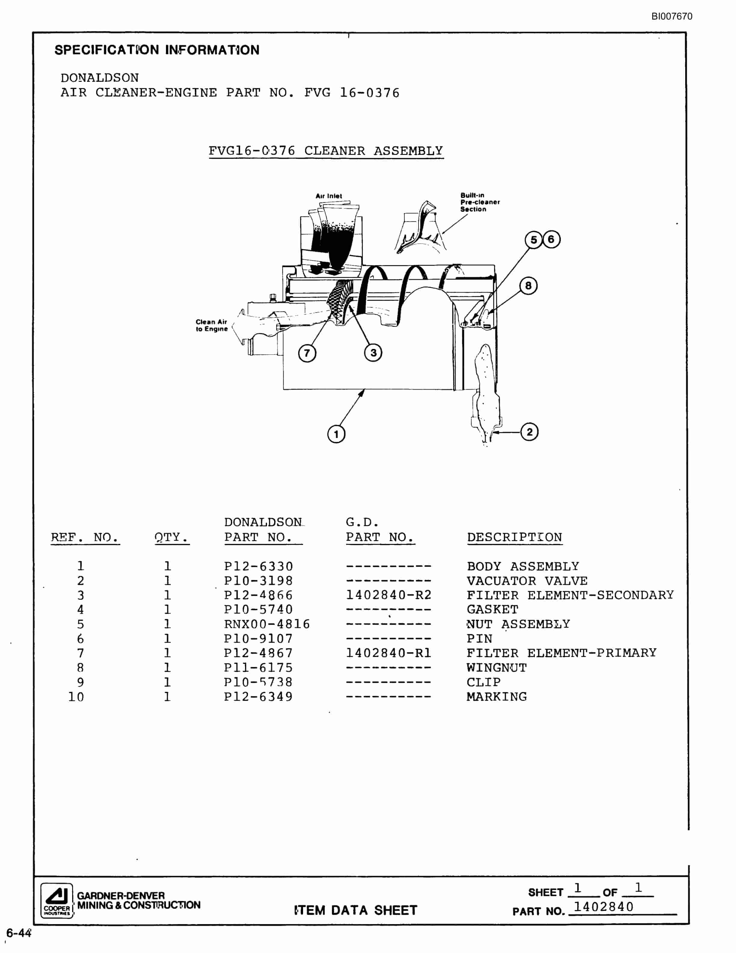 Bucyrus SCH3500BV All Hydraulic Drilling Package Parts Catalog BI007670-5
