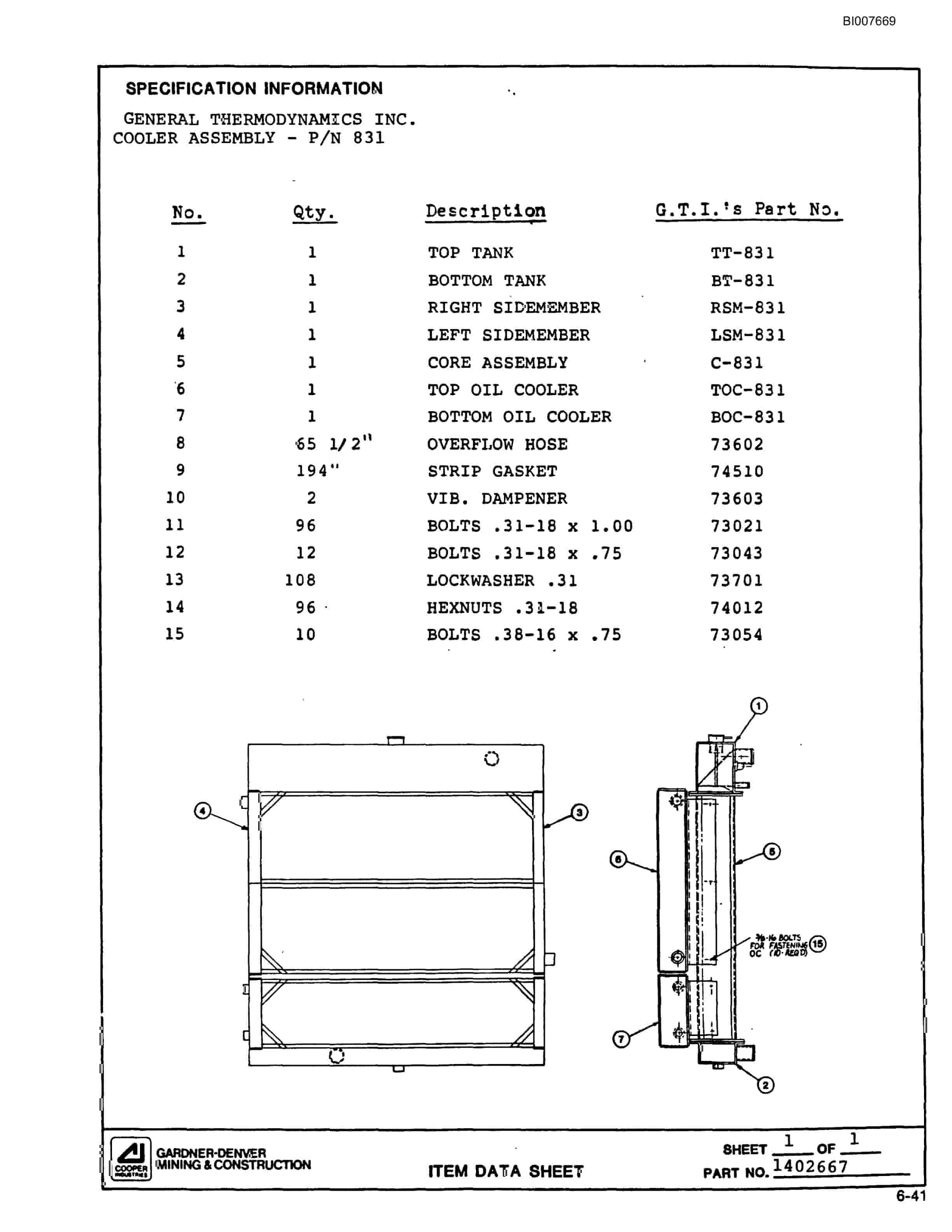 Bucyrus SCH3500BV Parts Catalog BI007669-5