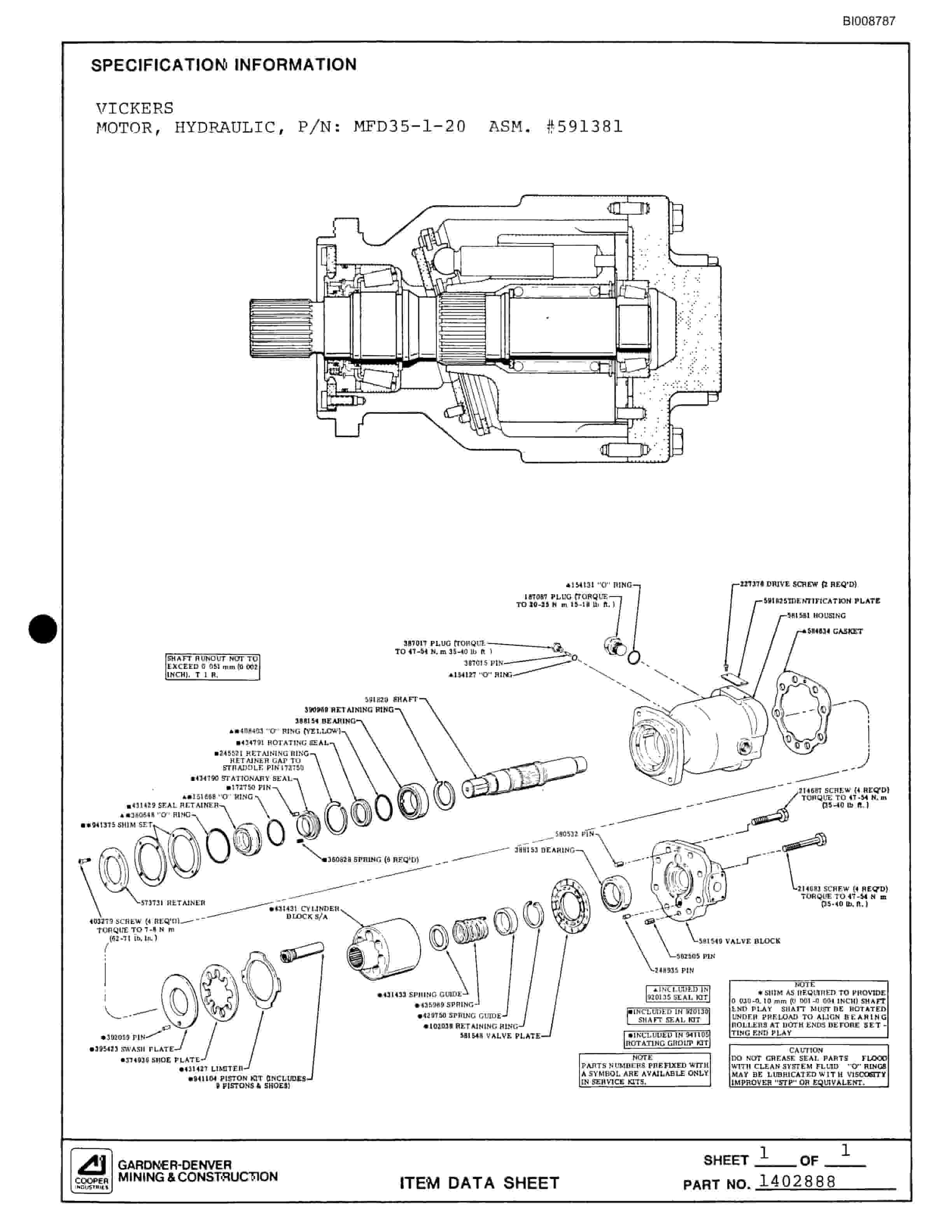Bucyrus SCH3500BV1 Hydra-Trac Parts Catalog BI008787-5